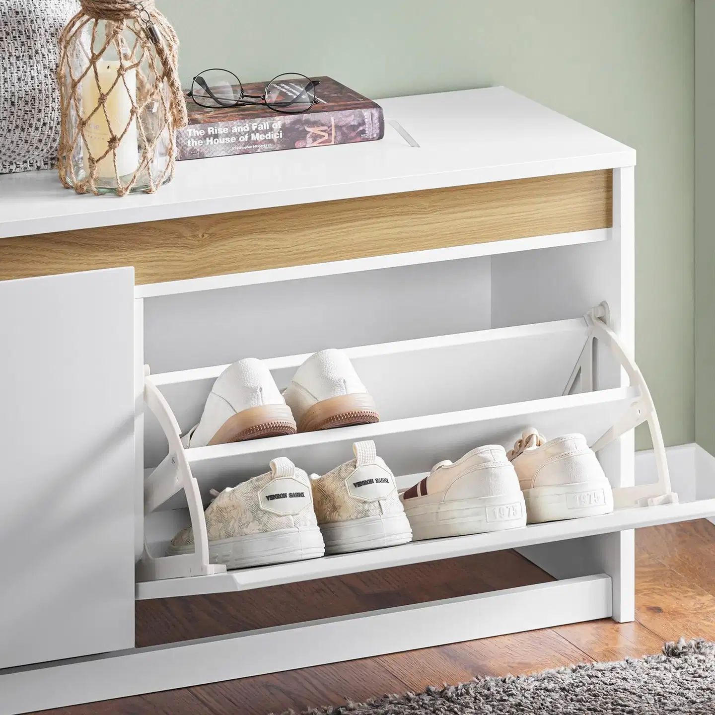 SoBuy kenkäkaappi valkoinen FSR171-W - 6