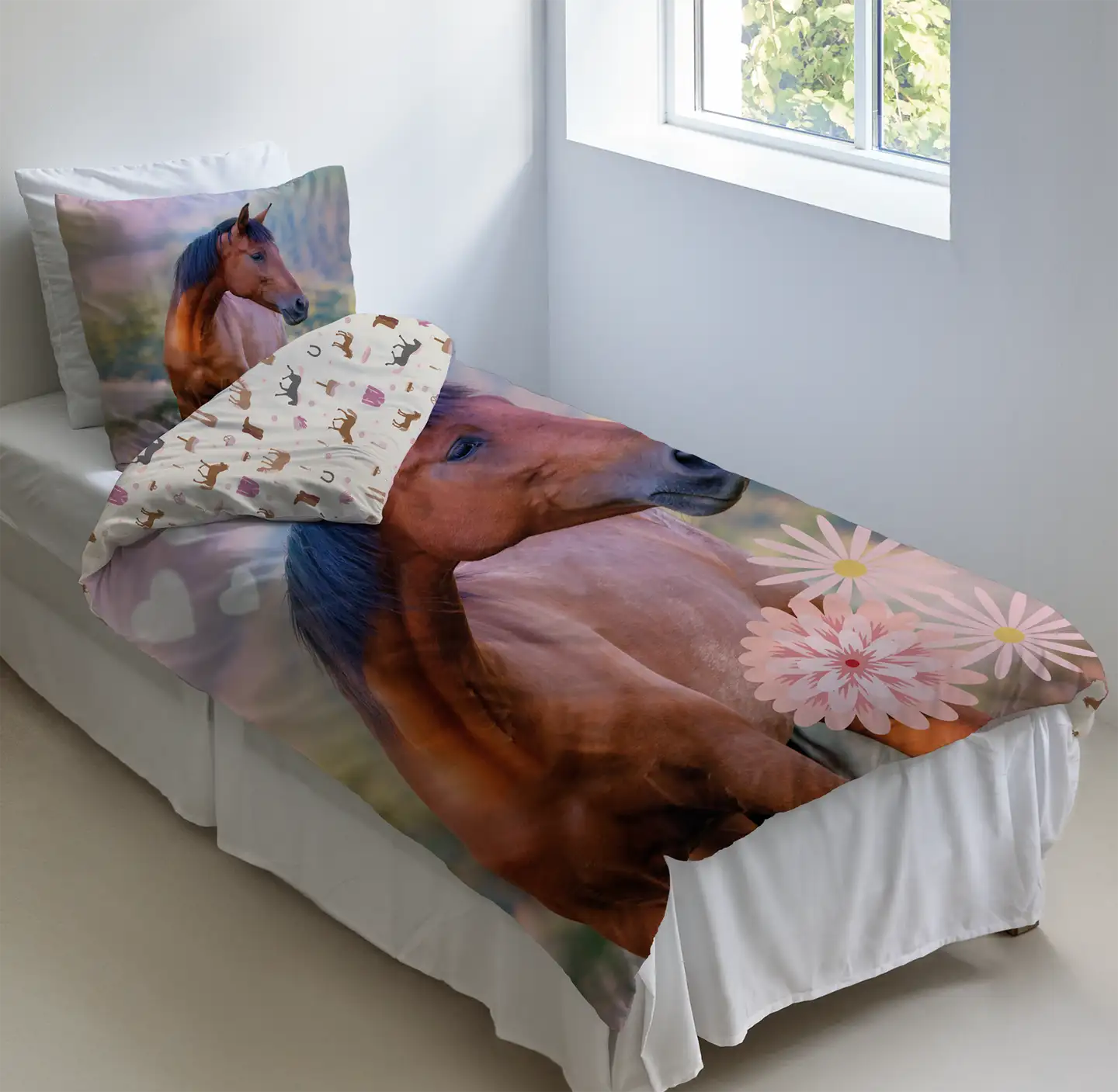 Ciraf lasten pussilakanasetti Hevonen 150x210 + 50x60 cm - 2