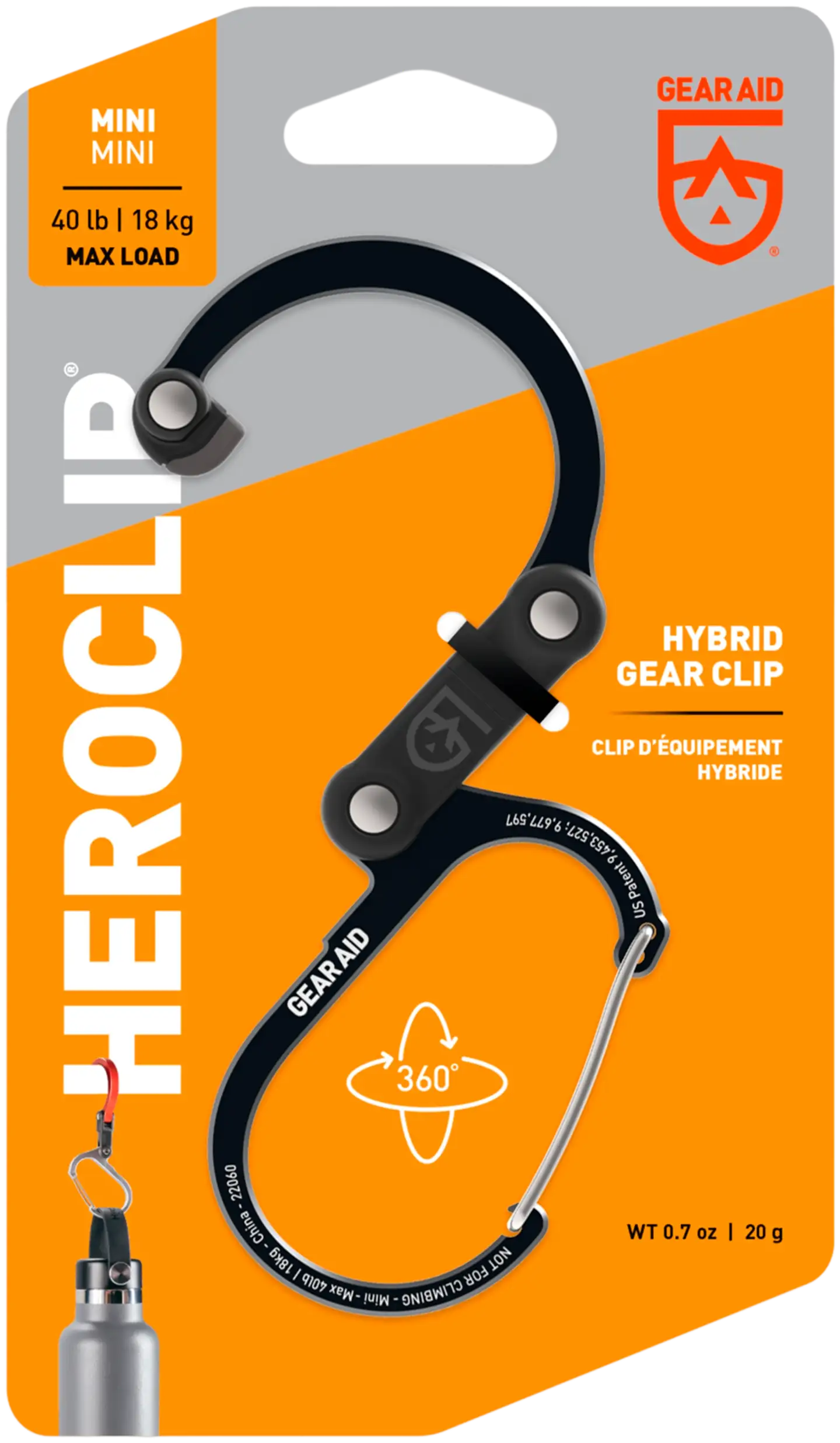 GearAid HeroClip monitoimikoukku Mini musta - 3