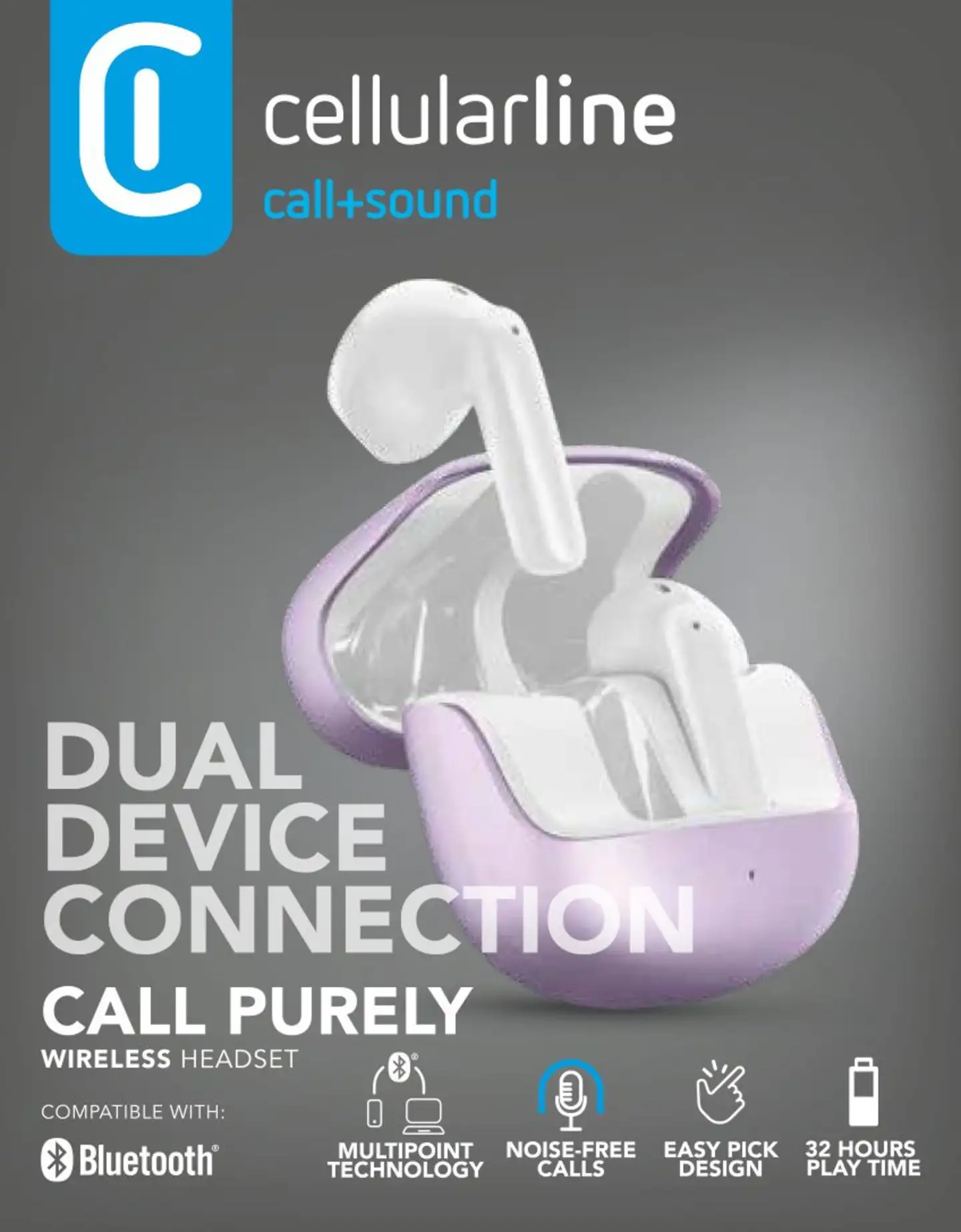 Cellularline Bluetooth Headset Call Purely purppura - 3