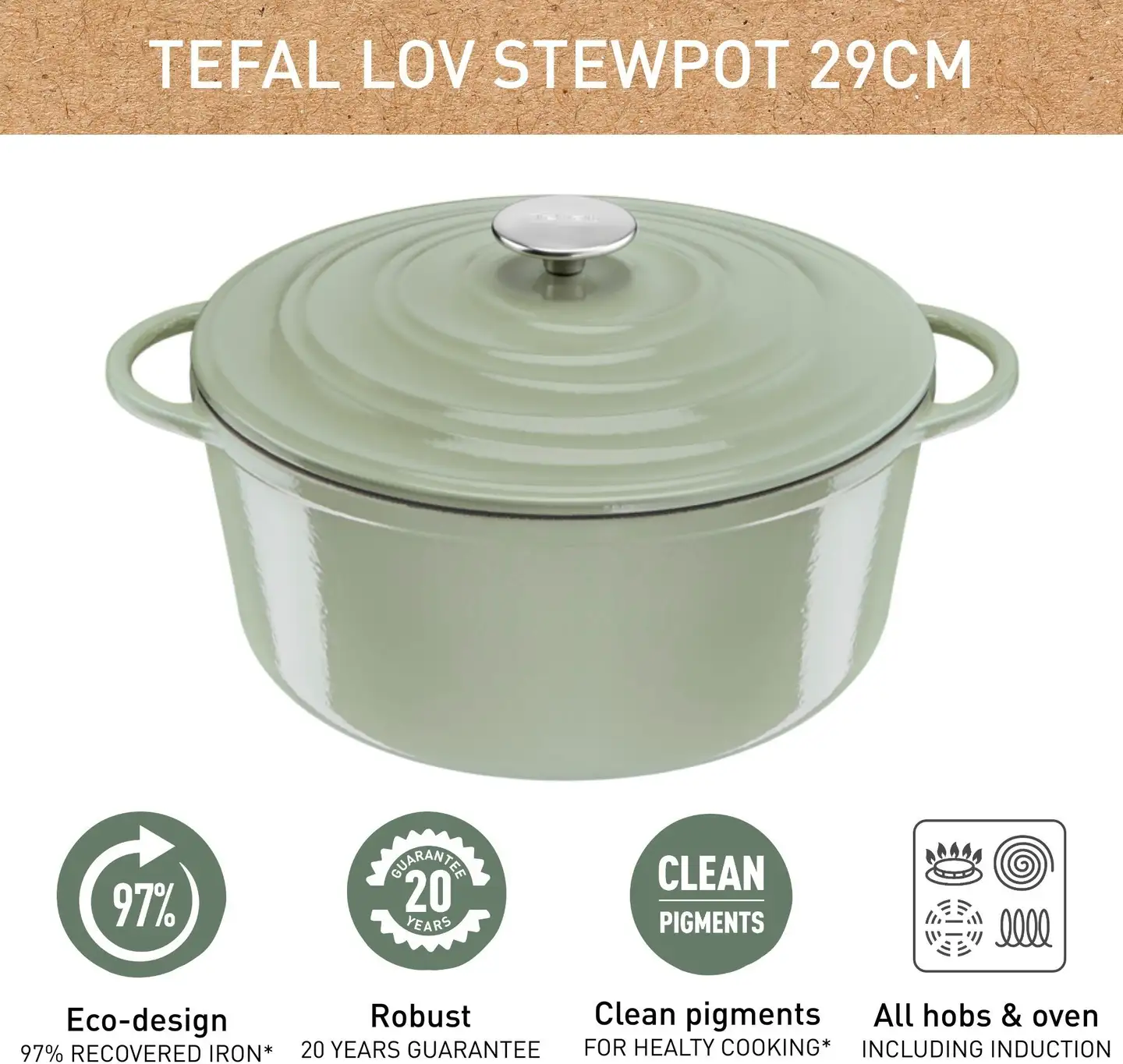 Tefal Lov kattila 29 cm / 7,4 L vaaleanvihreä E2580504 - 15