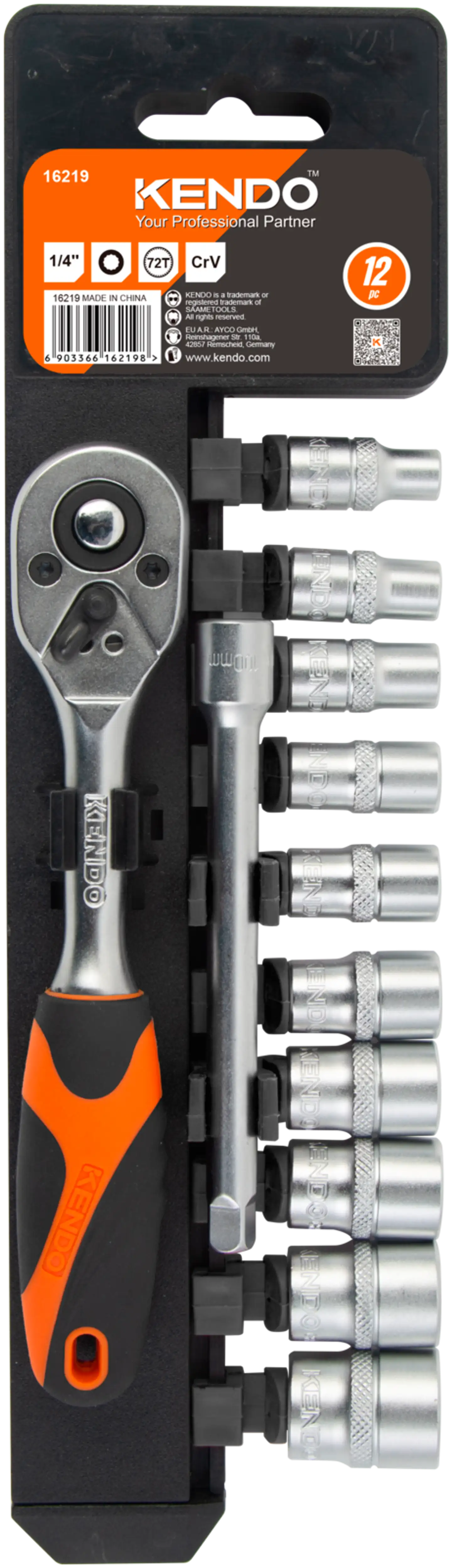Kendo hylsysarja 12-osainen 1/4" - 1
