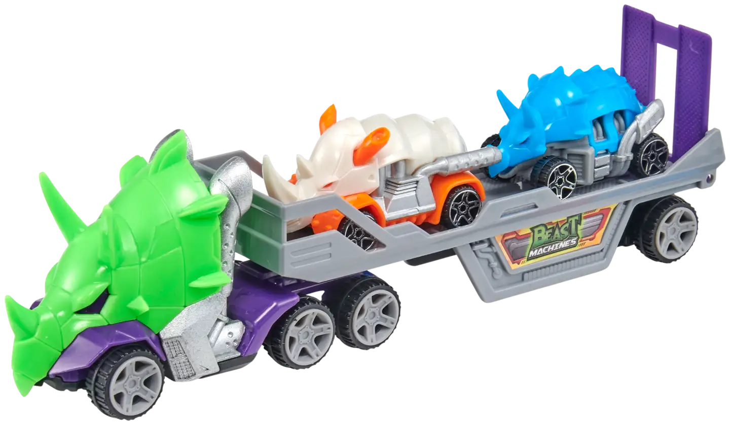 Teamsterz lelu Beast Machines Beast Mover kuljetusrekka ja 2 pikkuautoa - 1