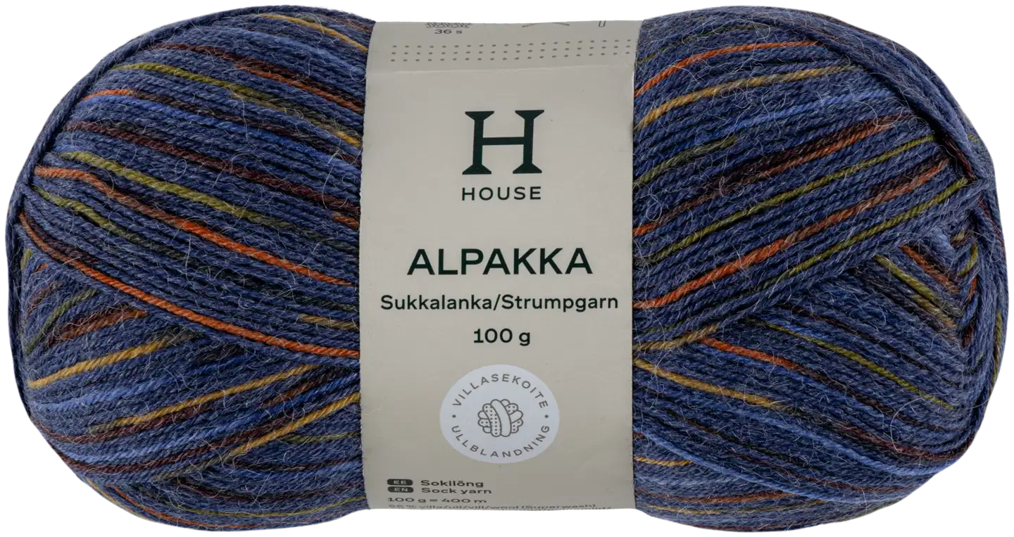 House sukkalanka Alpakka 100g CNE-1520 orange/green/brown stripes - 1