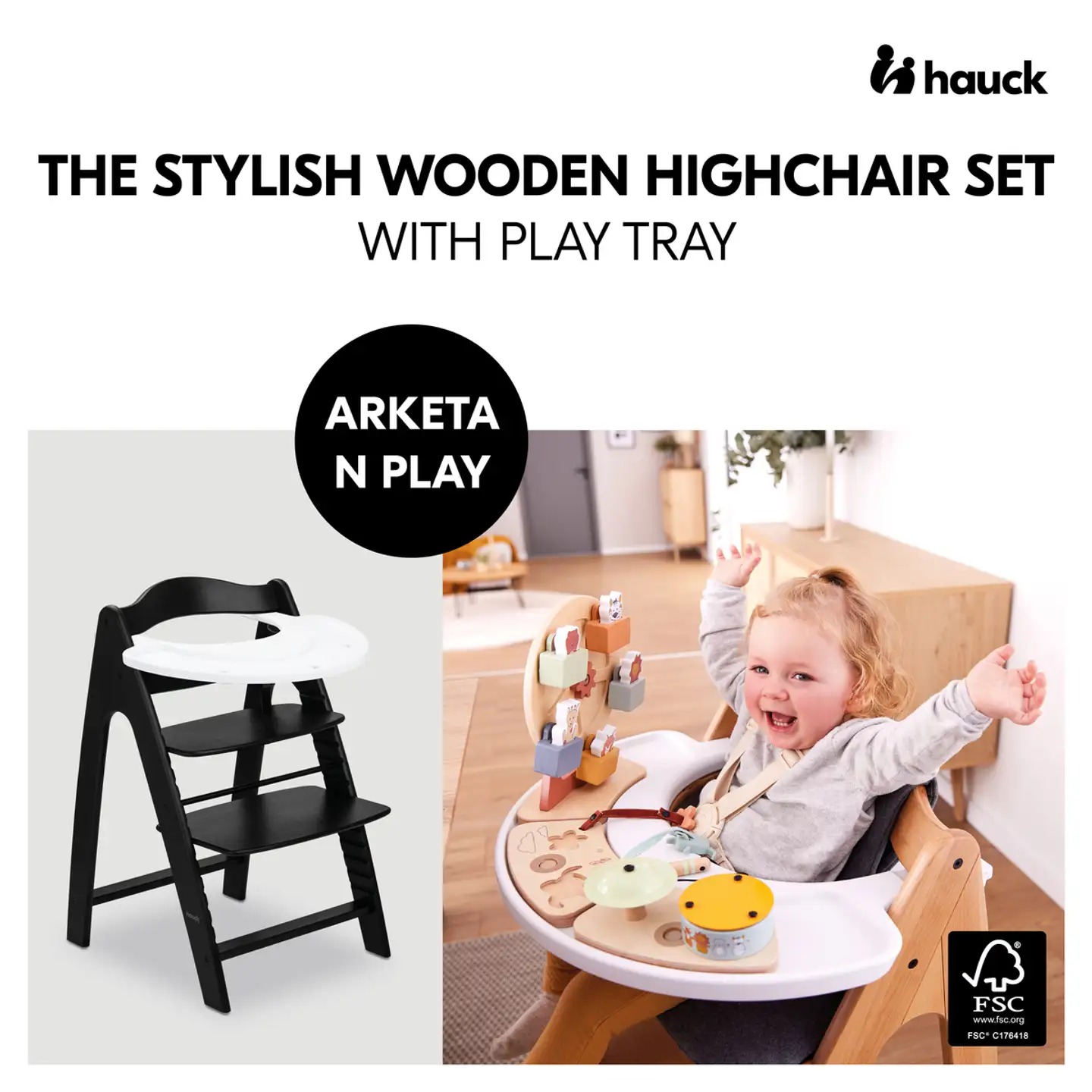 Hauck syöttötuoli Arketa N Play blackwashed - 17