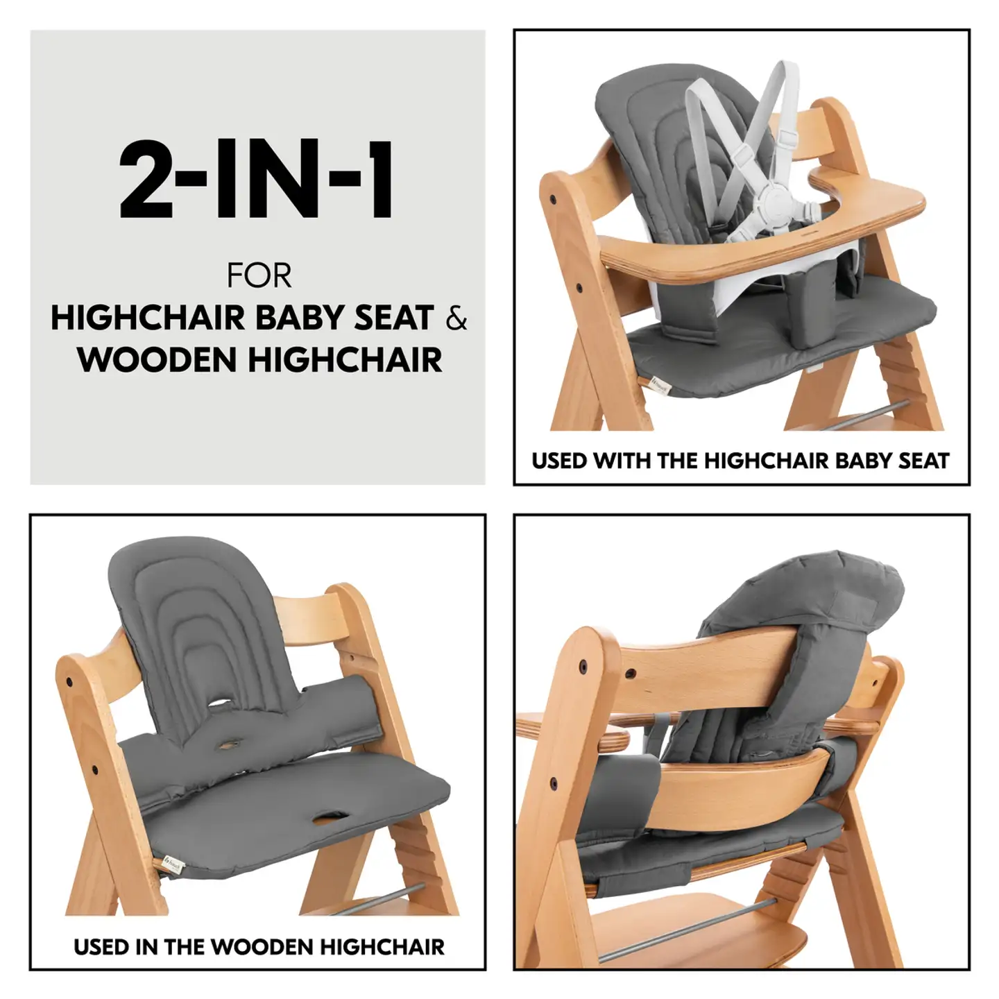 Hauck istuinpehmuste syöttötuoliin Highchair tummanharmaa - 14