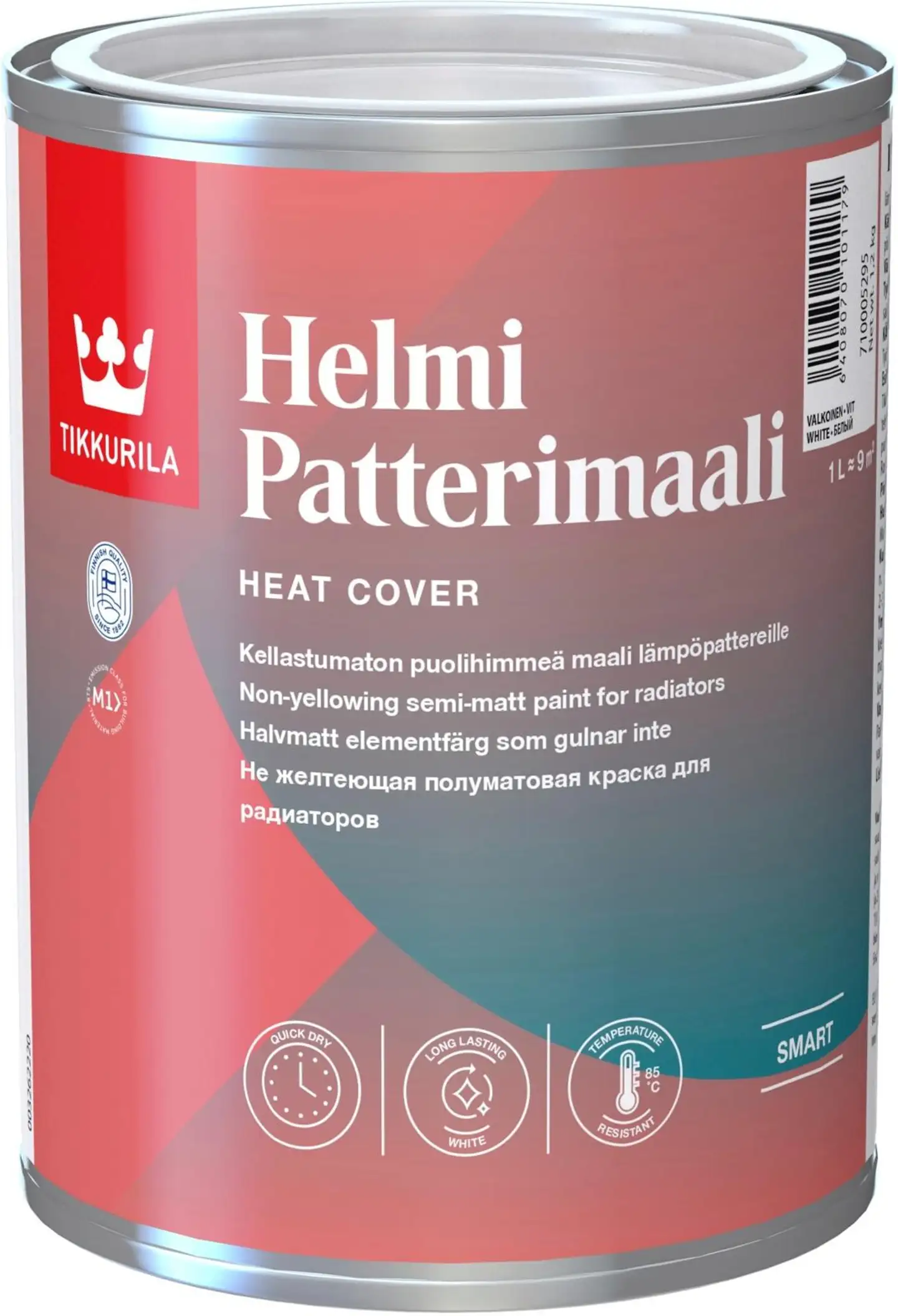 Tikkurila patterimaali Helmi 1 l valkoinen 595L puolihimmeä