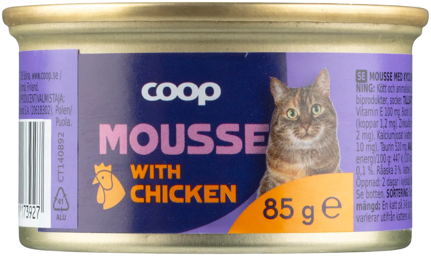 Coop kanaa sisältävä mousse täysikasvuisille kissoille 85 g