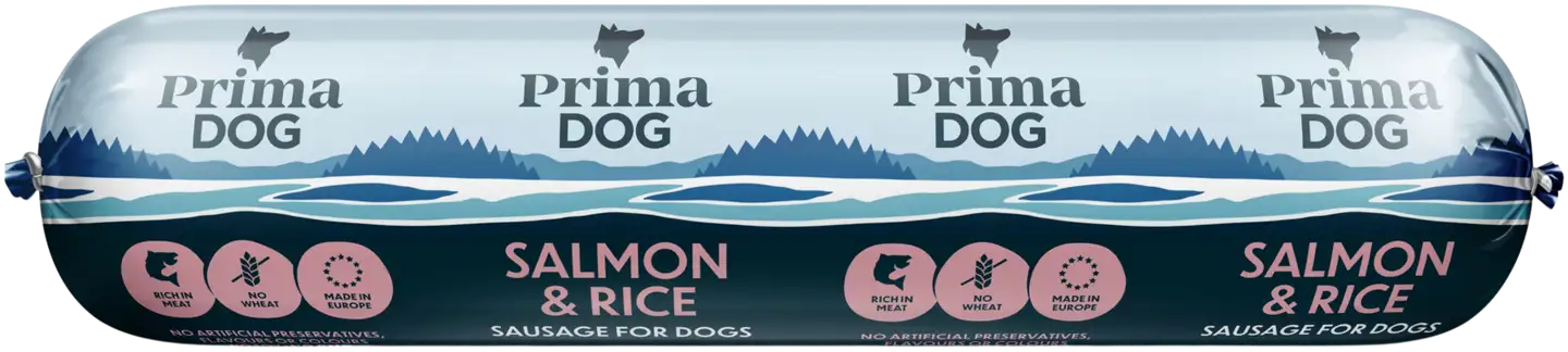 PrimaDog Lohi-riisi makkara 800 g