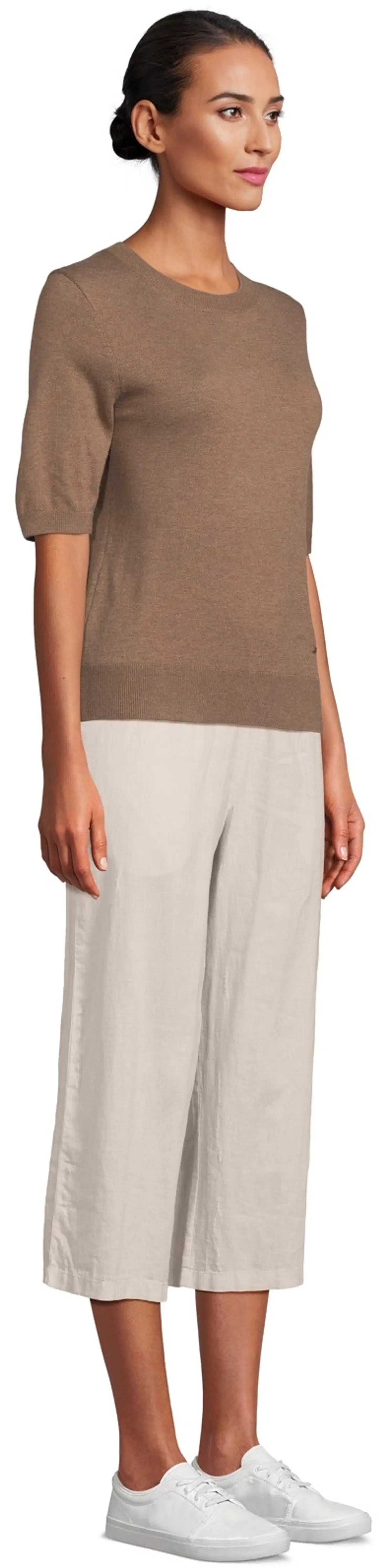 London Fog naisten lyhythihainen merinoneule 213L263601 - beige - 4