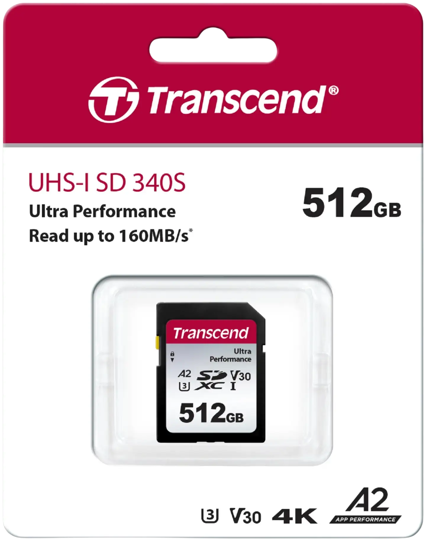 Transcend muistikortti 340S 512GB U3 SDXC R160 W90 MB/s - 2