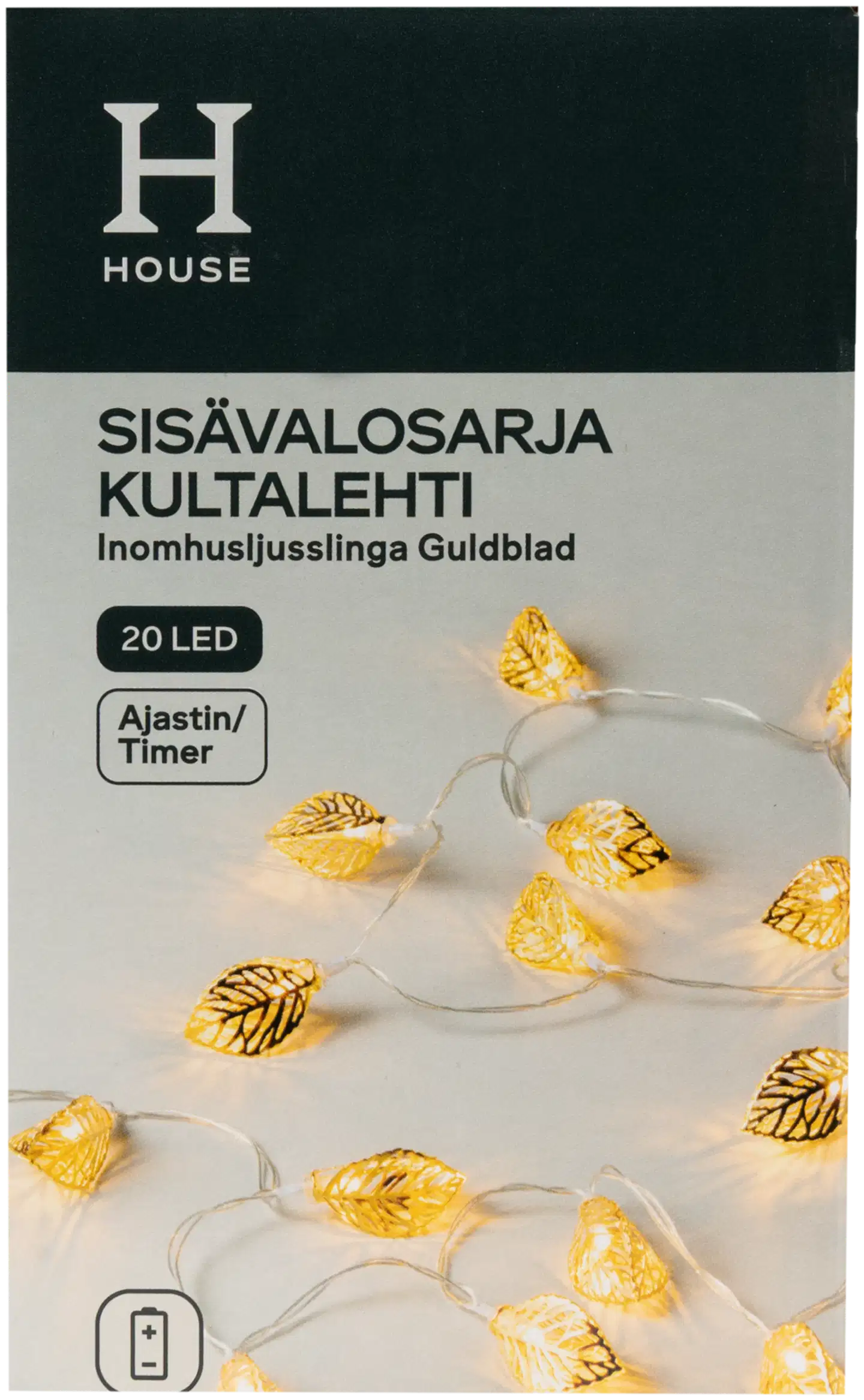 House sisävalosarja Kultalehti 20 LED - 1