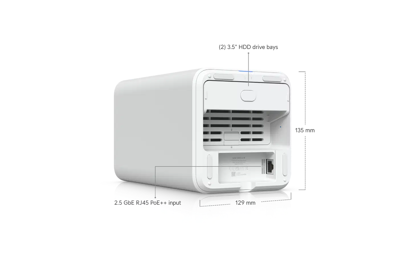 Ubiquiti 2-paikkainen verkkolevyasema 2.5 GbE -liitännällä UNAS-2-W valkoinen - 12