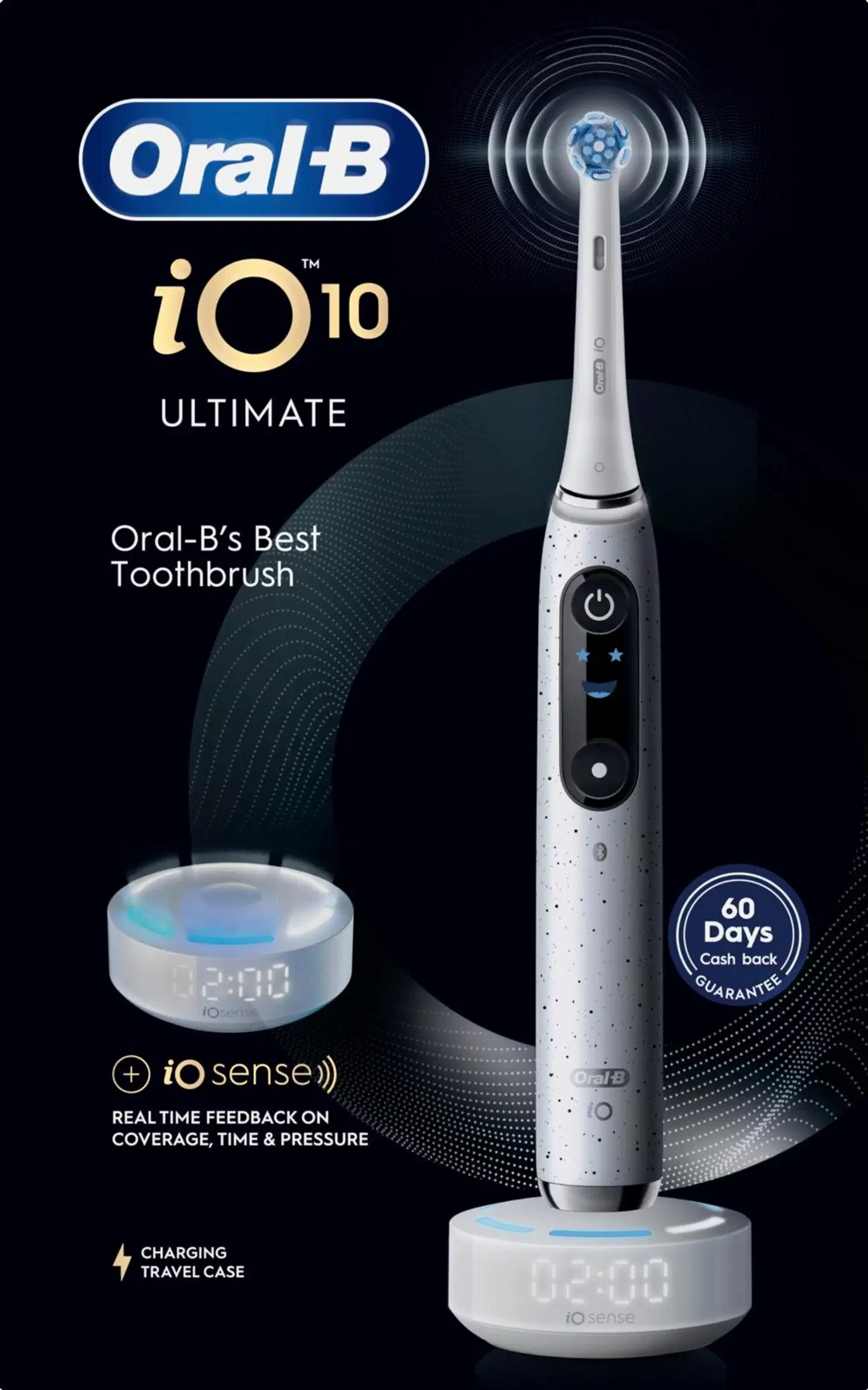 Oral-B iO10 Stardust White sähköhammasharja + Charging travel case + Refill holder