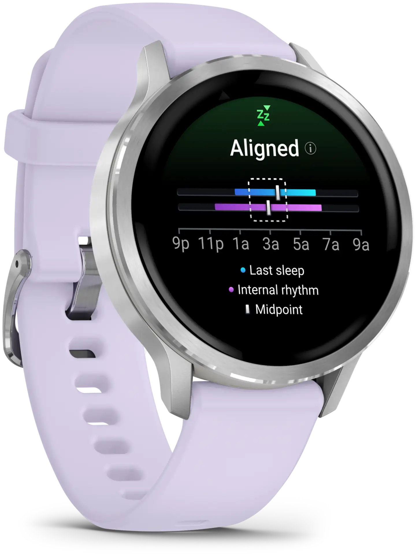 Garmin älykello Venu 4 – 41 mm, hopeanvärinen ja sinivioletti silikonihihna - 5