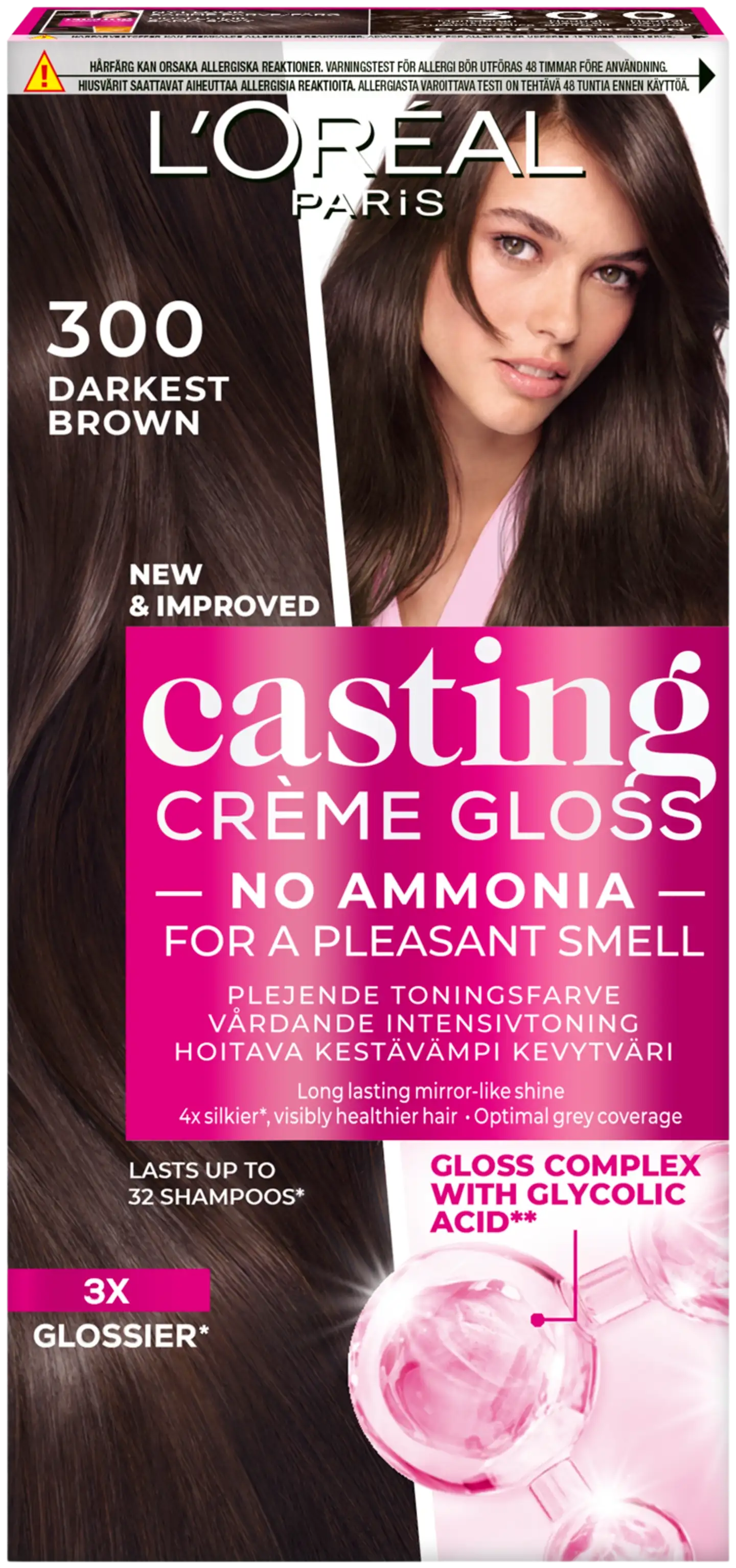 L'Oréal Paris Casting Crème Gloss 300 Darkest Brown Tummanruskea kevytväri 1kpl - 1