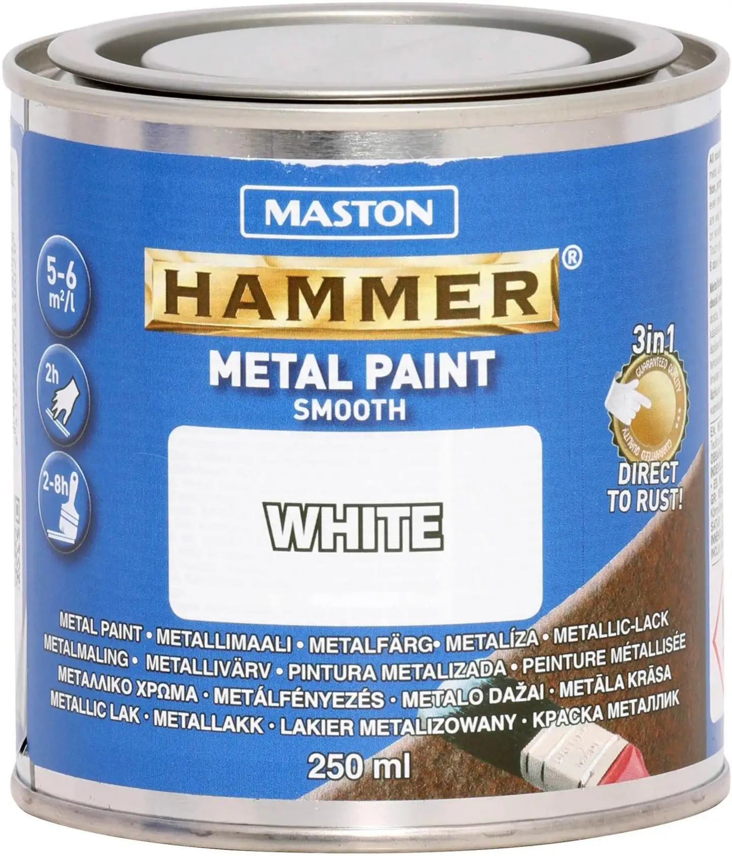 Maston metallimaali Hammer Sileä valkoinen 250 ml - 1