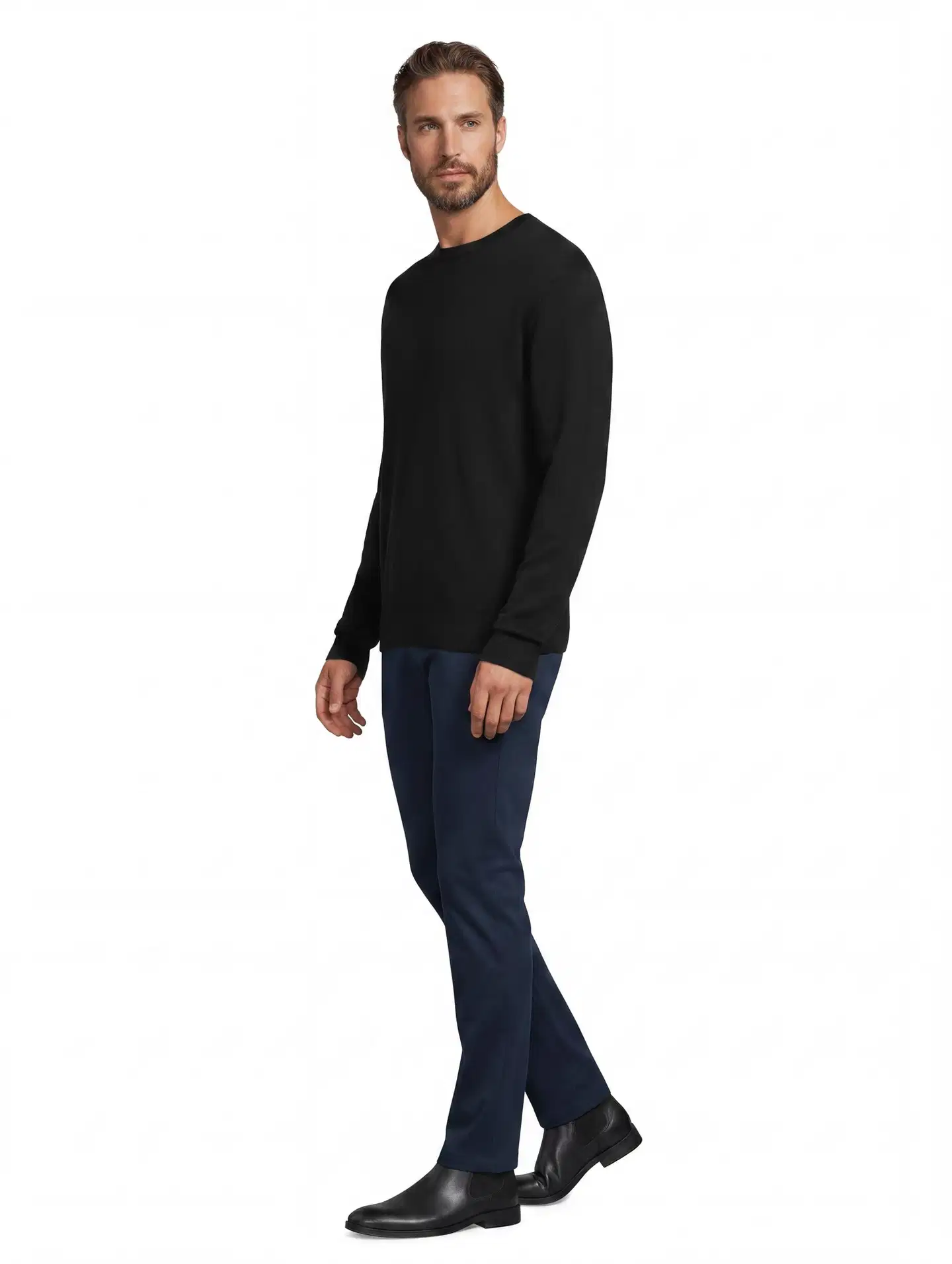 London Fog miesten merinoneulepaita 194L292612 - Jet Black - 4