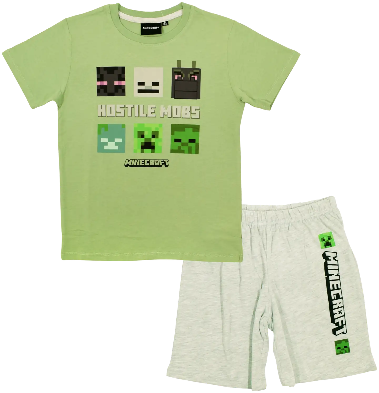 Minecraft lasten shortsipyjama - Vihreä/harmaa