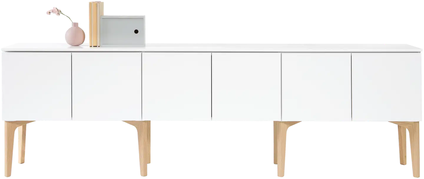 Lundia Fuuga tv-taso ovilla - Valkoinen ja tammi - 1