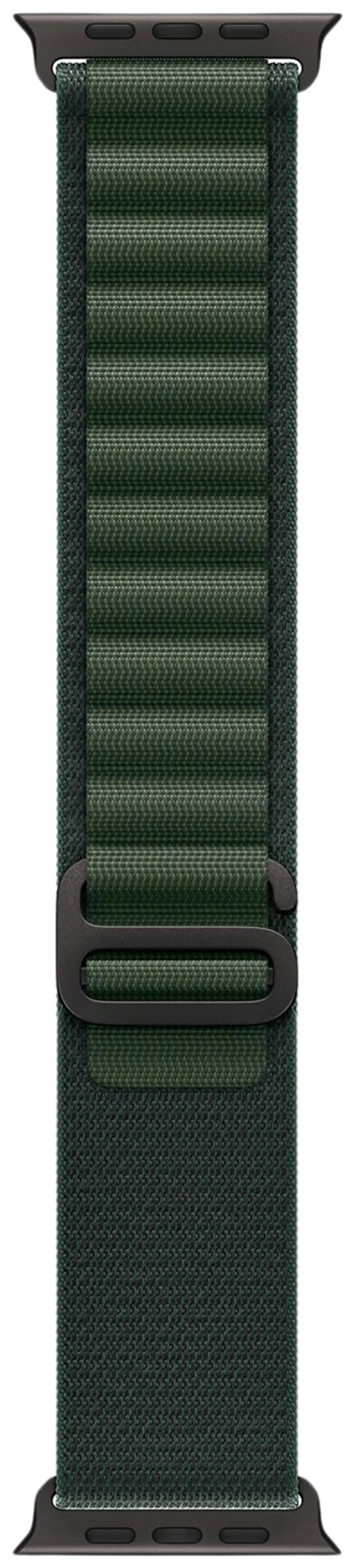 Apple Watch Ultra 2 GPS + Cellular 49mm mustatitaani kotelo, Dark Green Alpine Loop ranneke - Large - MX4T3KS/A - 3