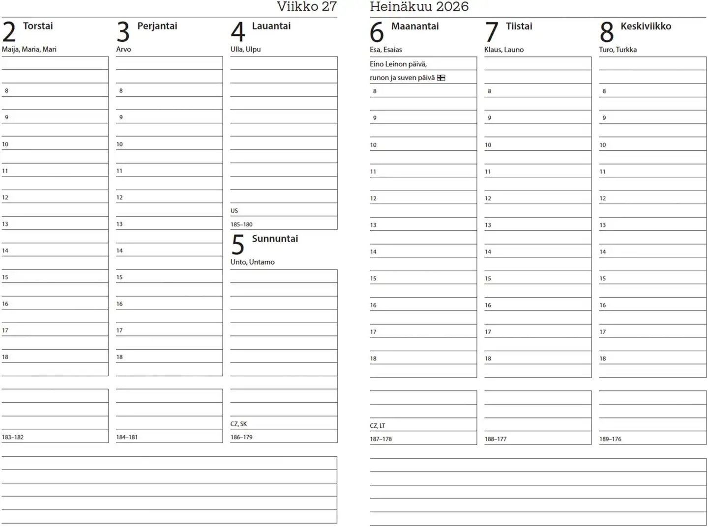 Kalenterikirja 2026 marimekko A5 unikko - 2