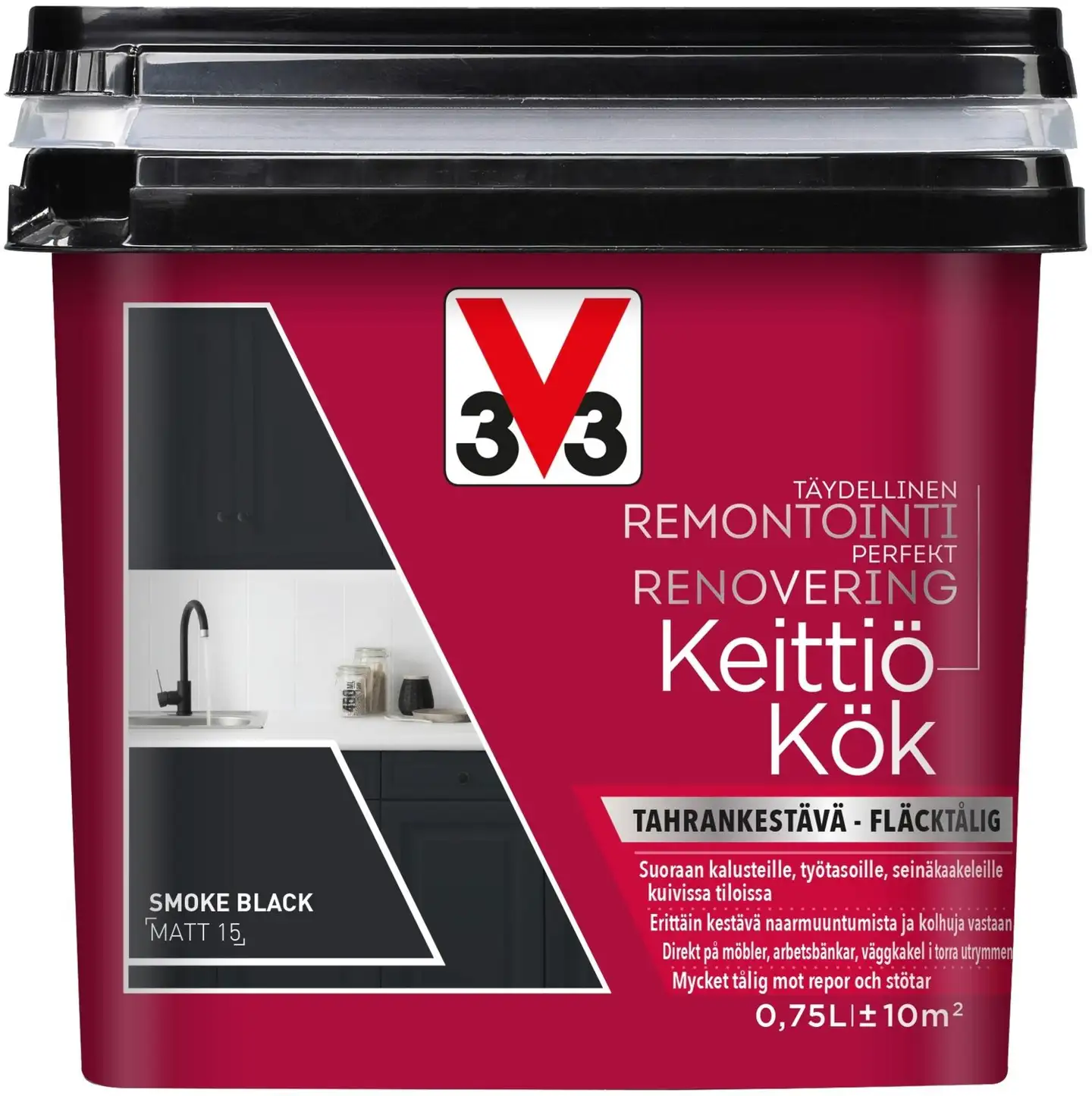 V33 Remontointimaali keittiö 750ml Smoke black matt