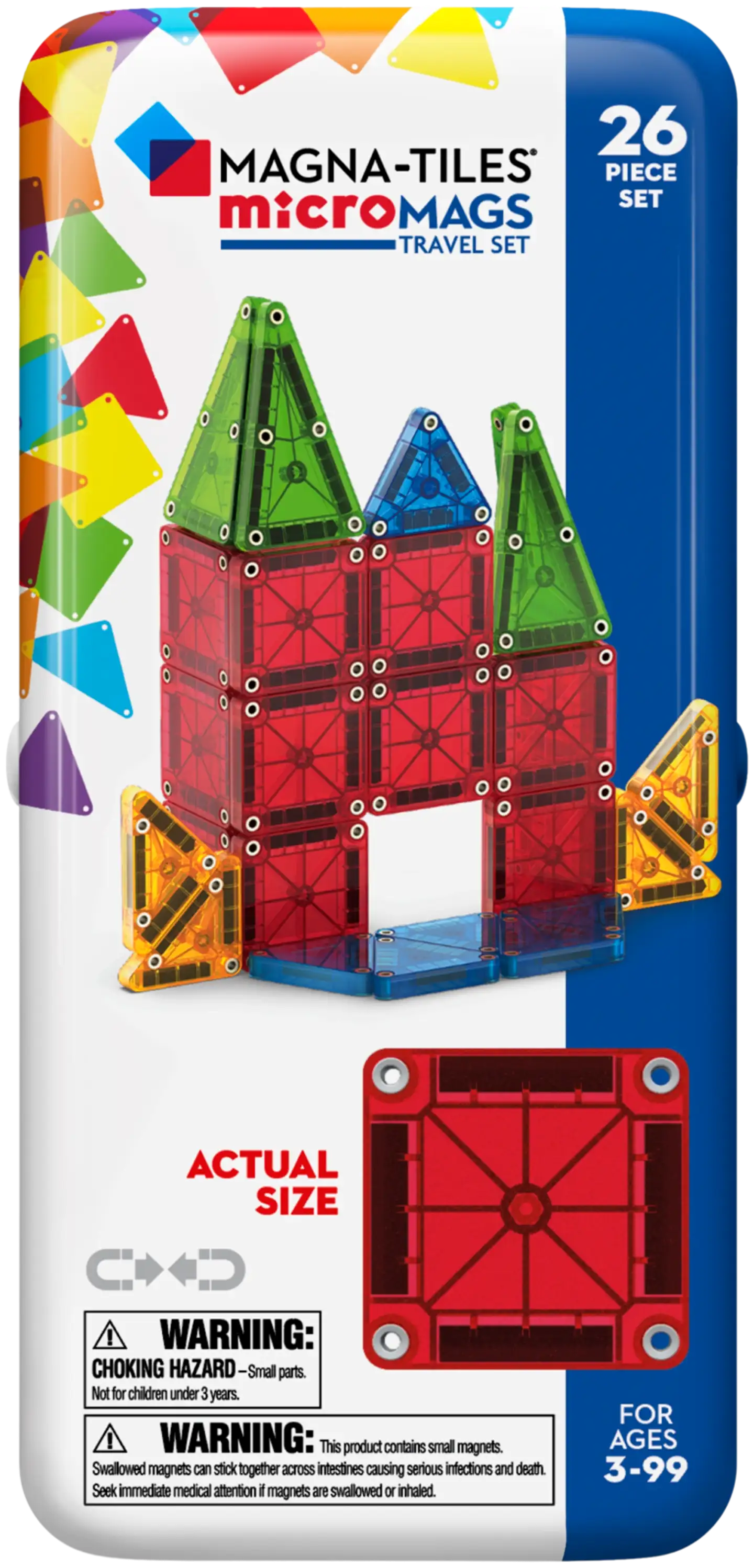 MAGNA-TILES® microMAGS Travel Tin magn.rak.sarja, 26 osaa - 1
