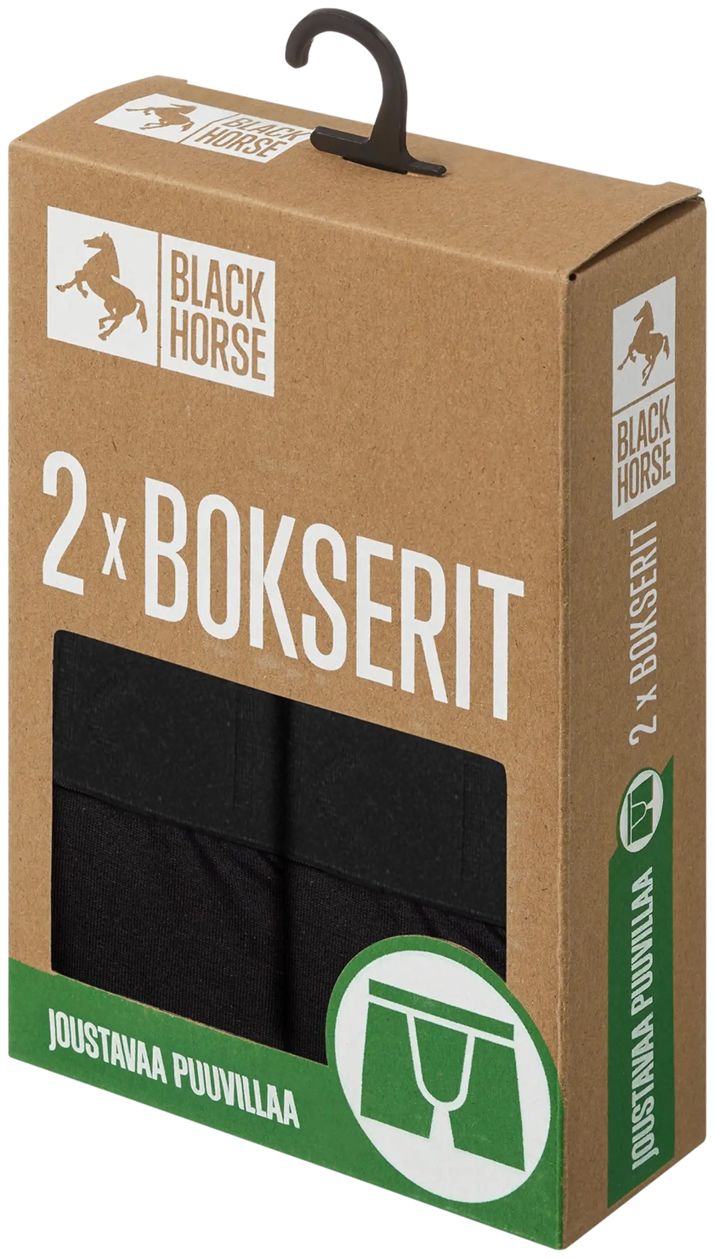 Black Horse miesten bokserit 2-pack I156 - BLACK - 2