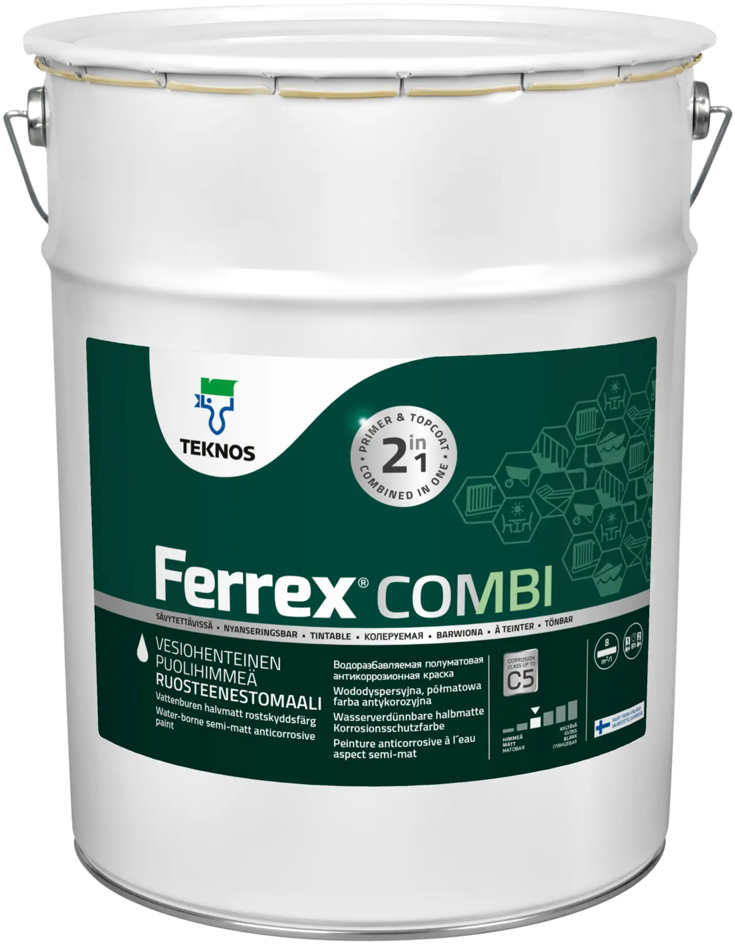 Teknos ruosteenestomaali Ferrex Combi 20 l harmaa puolihimmeä