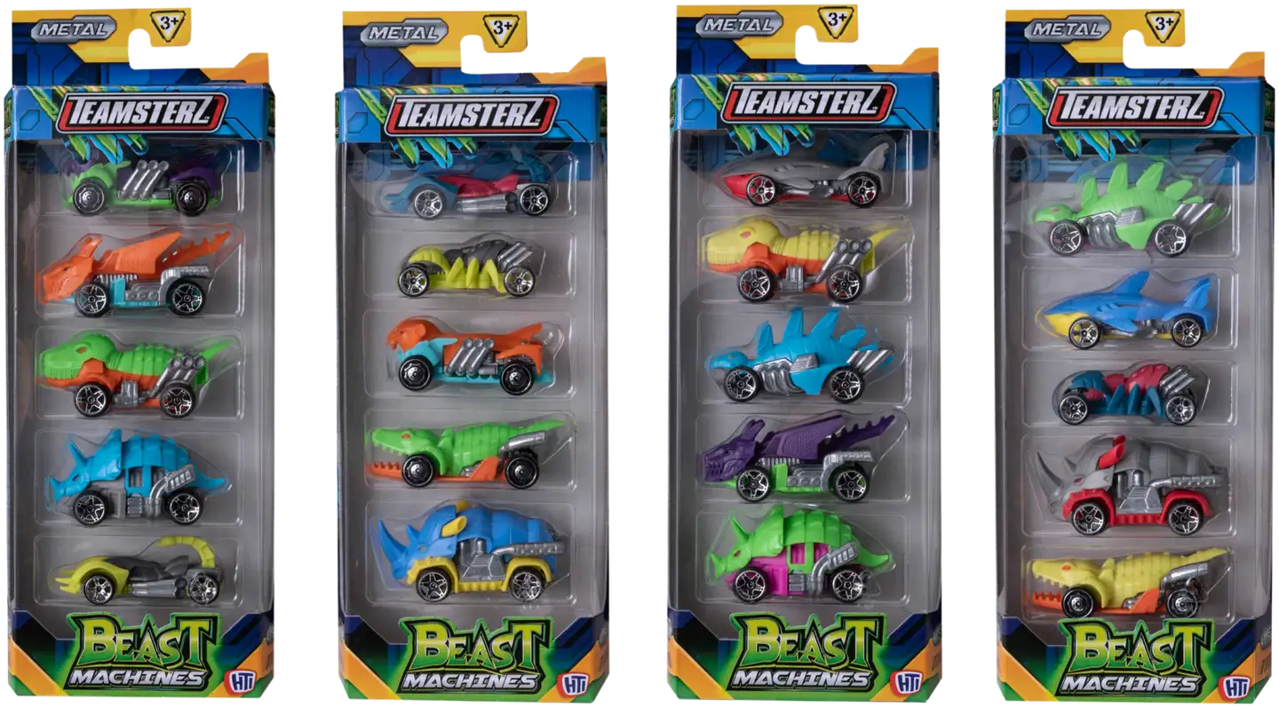 Teamsterz pikkuajoneuvo Beast Machines 5-pack, erilaisia - 1