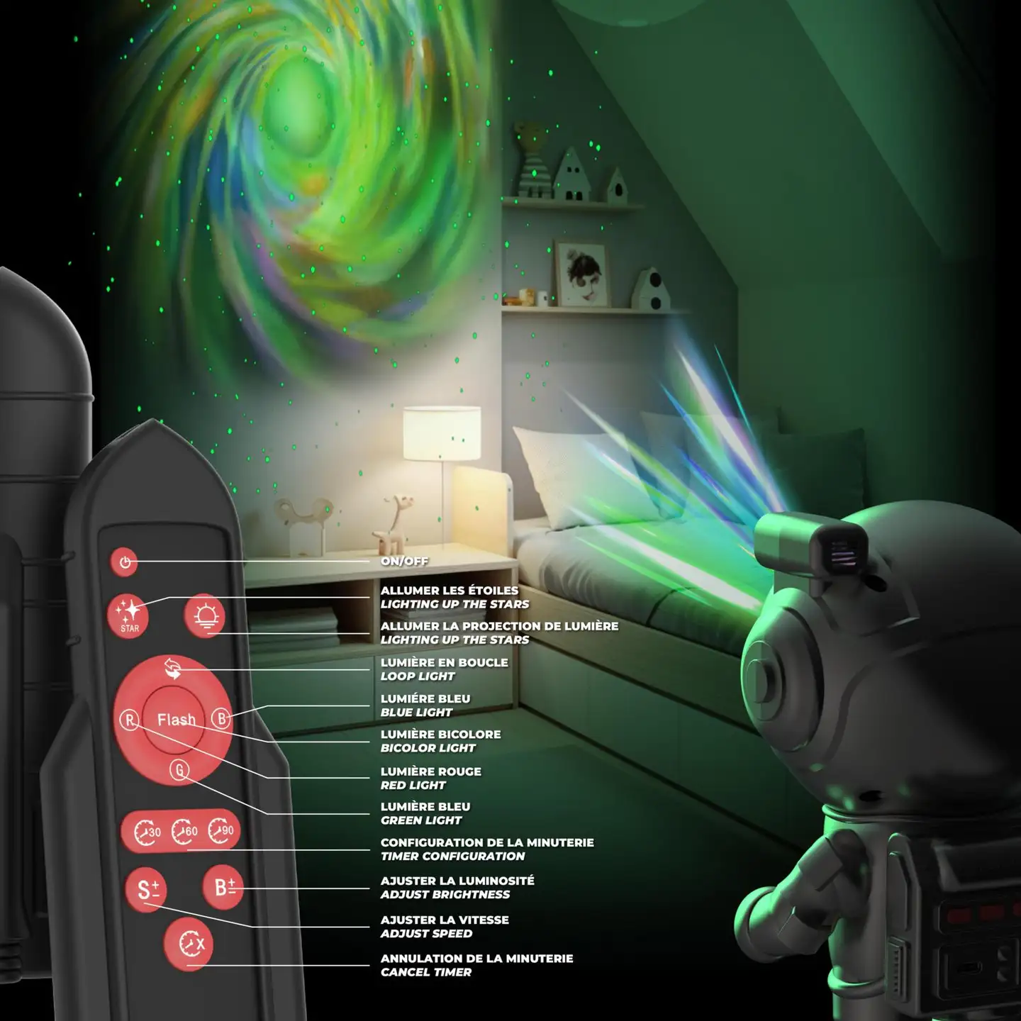 MOB tähtiprojektori Stellar Light hopea - 3