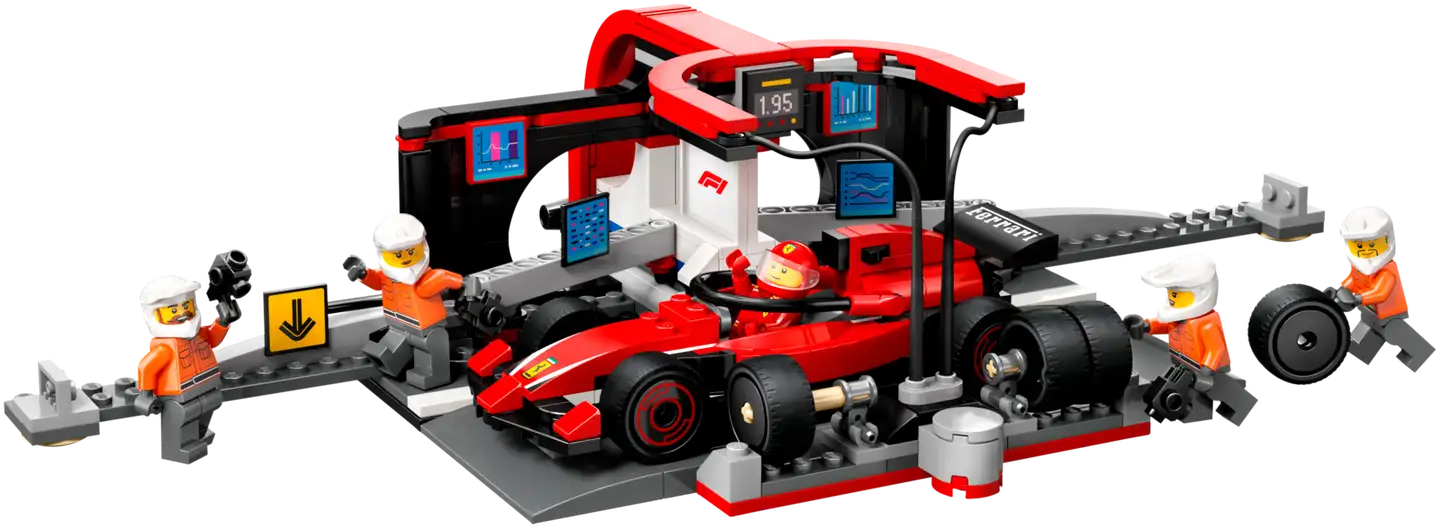 LEGO® City F1®-varikkopysähdys ja varikkomiehistö sekä Ferrari-auto 60443 - 4