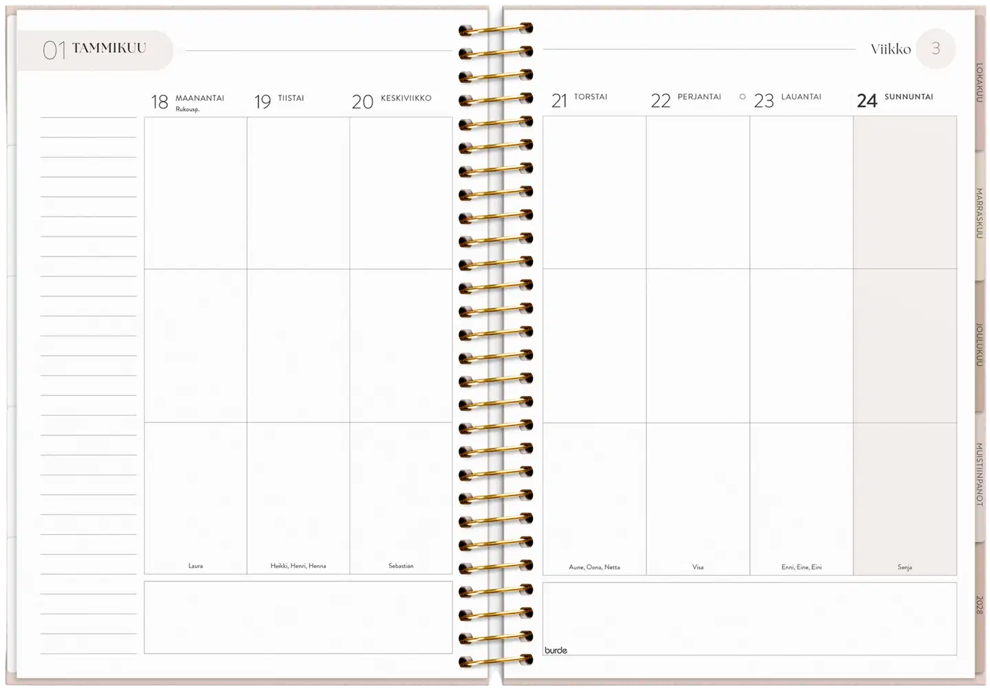 Burde Kalenteri 2027 Life Organizer A5 - 2