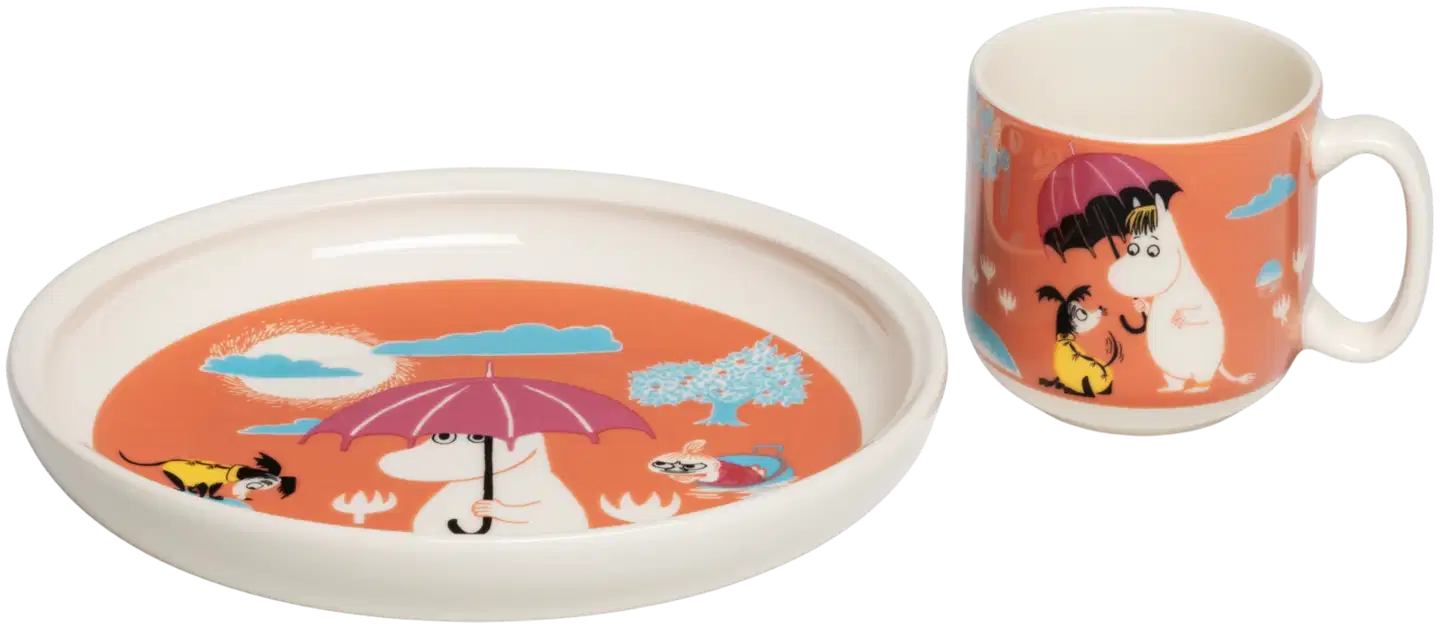 Moomin Arabia Muumi Lasten setti Sateenvarjon alla - 1