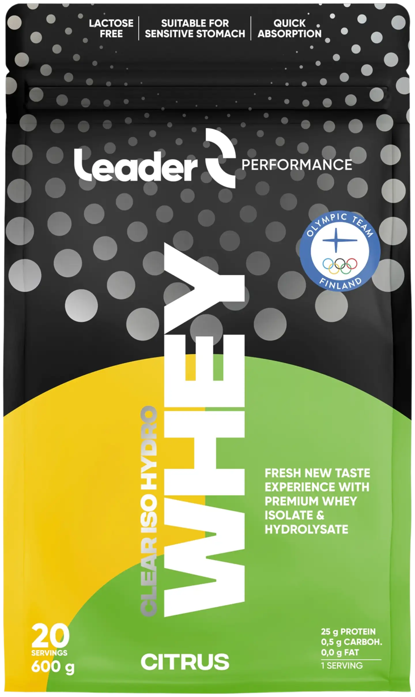 Leader Performance Whey Clear Iso-Hydro proteiinjuomajauhe sitruksen makuinen 600 g