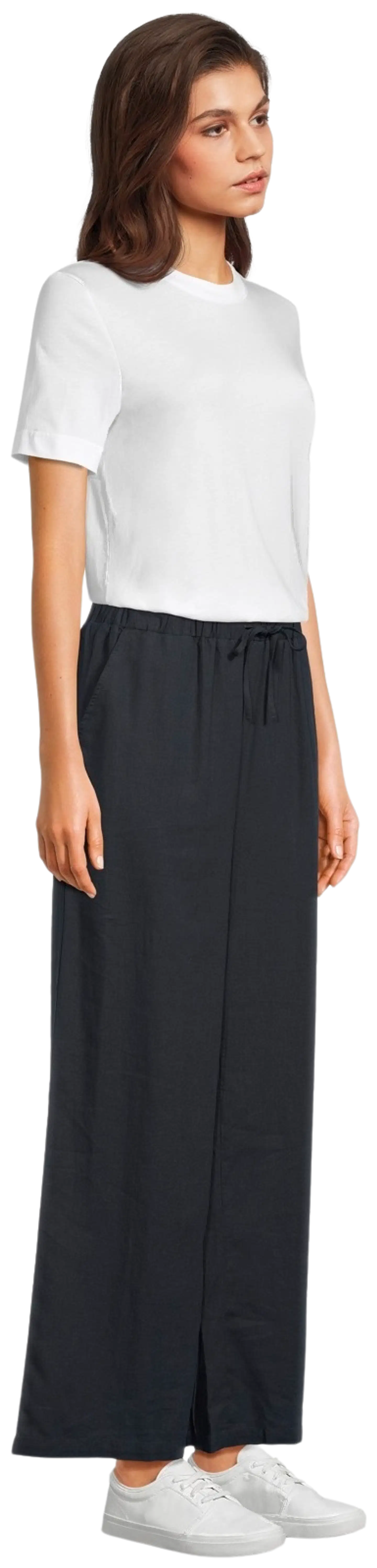 TEX naisten pellavasekoitehousut I282991 - BLACK 1 - 4
