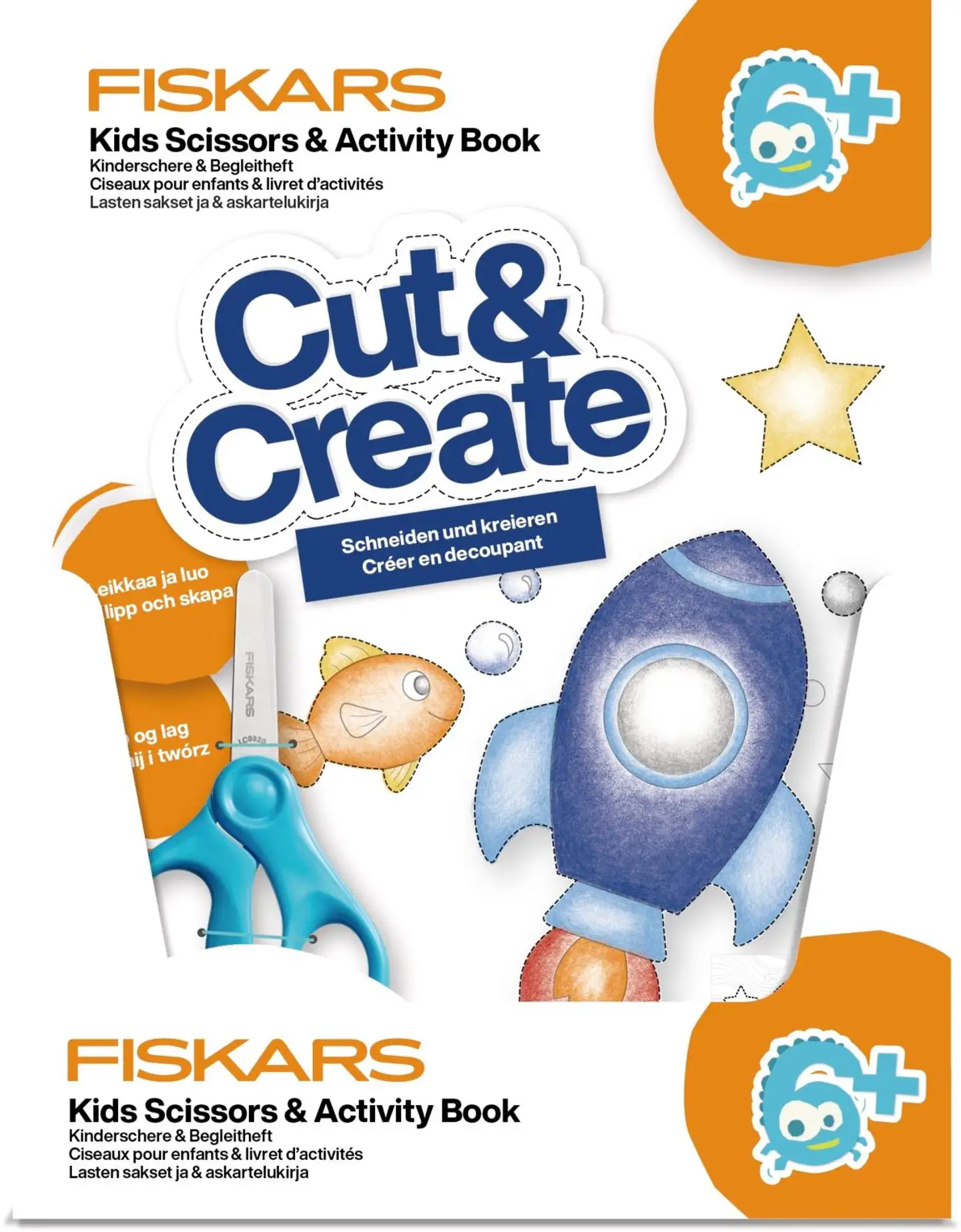 Fiskars Lasten sakset 13 cm & askartelukirja 6+ - 7
