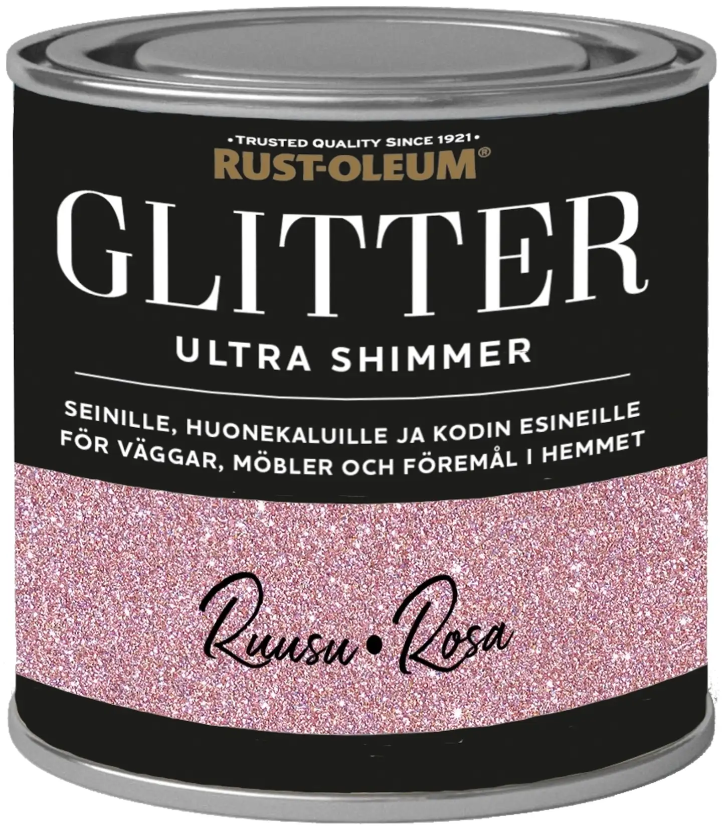 Rust-Oleum 250ml glitter-seinämaali runsaspigmenttinen vesiohenteinen ruusukulta - 1