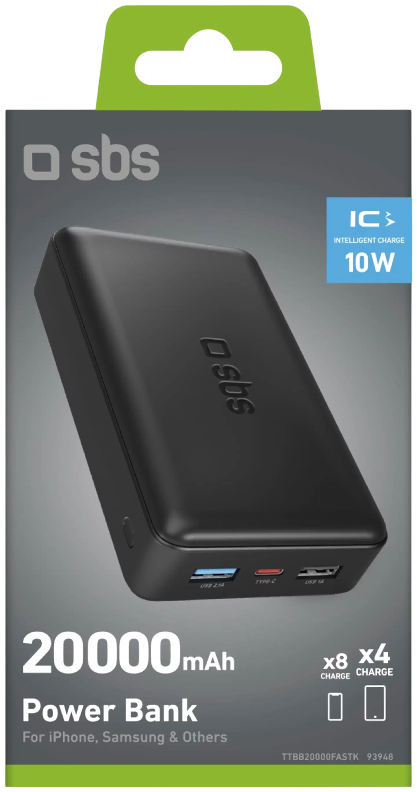 SBS varavirtalähde 20000 Mah Usb-C - 2