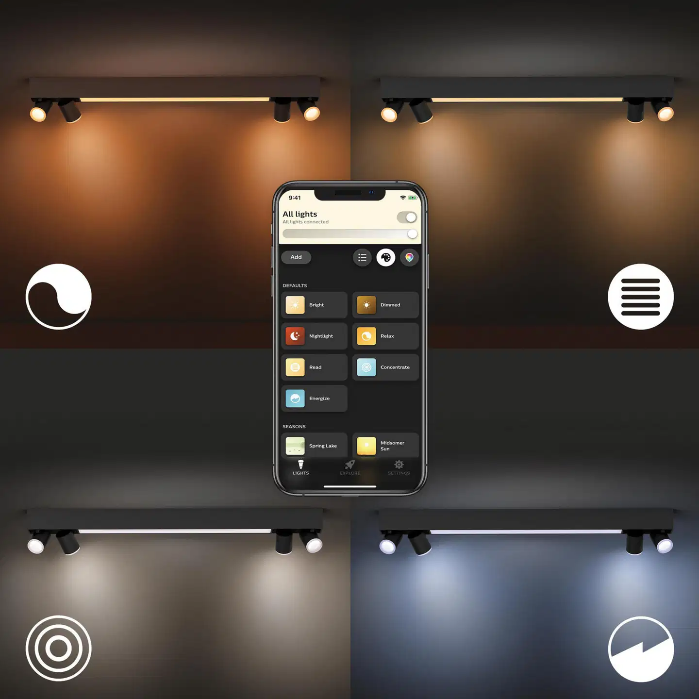 Philips Hue Centris -kattovalaisin neljällä kohdevalolla 40W 2000-6500K 4400LM musta - 9