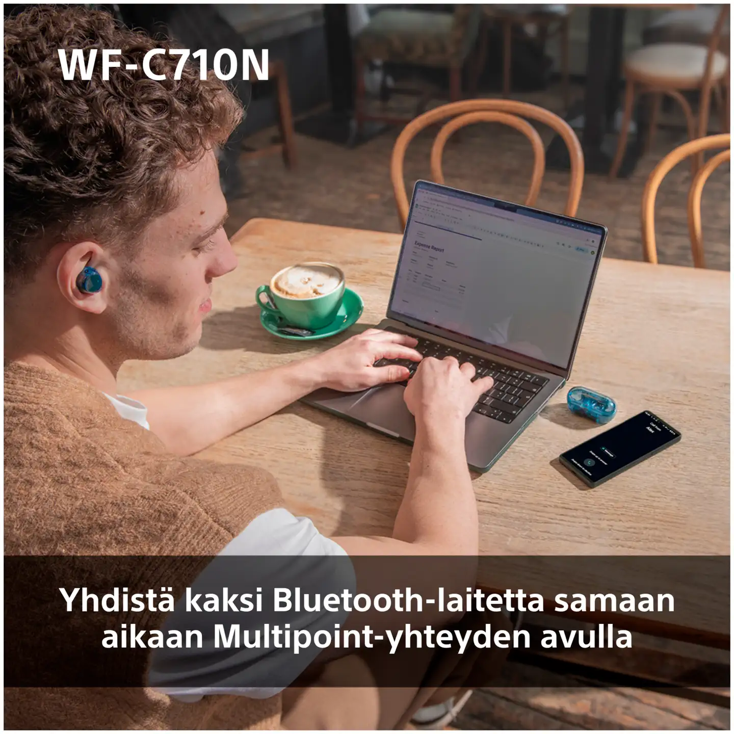 Sony langattomat vastamelunappikuulokkeet WF-C710NL sininen - 8