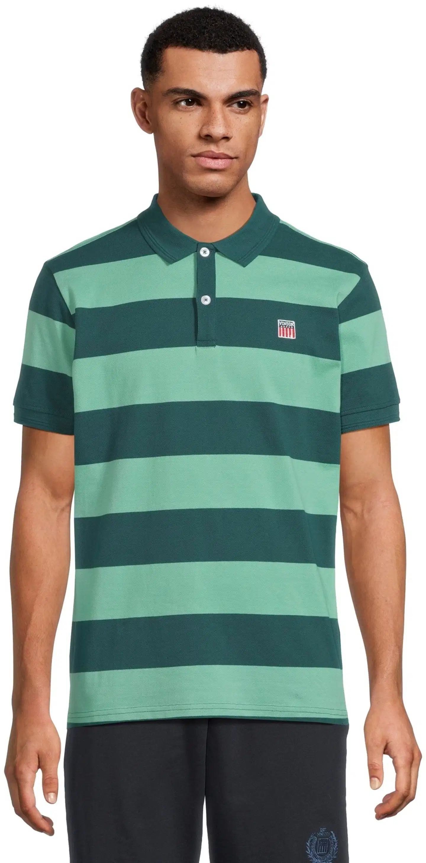 Vinson miesten raidallinen pikeepaita Samir 105621 - Creme de menthe/mediterranea - 1