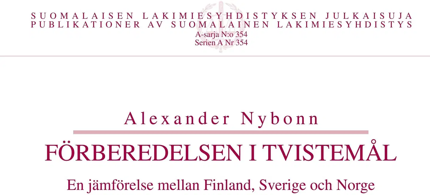 Nybonn, Förberedelsen i tvistemål - En jämförelse mellan Finland, Sverige  och Norge