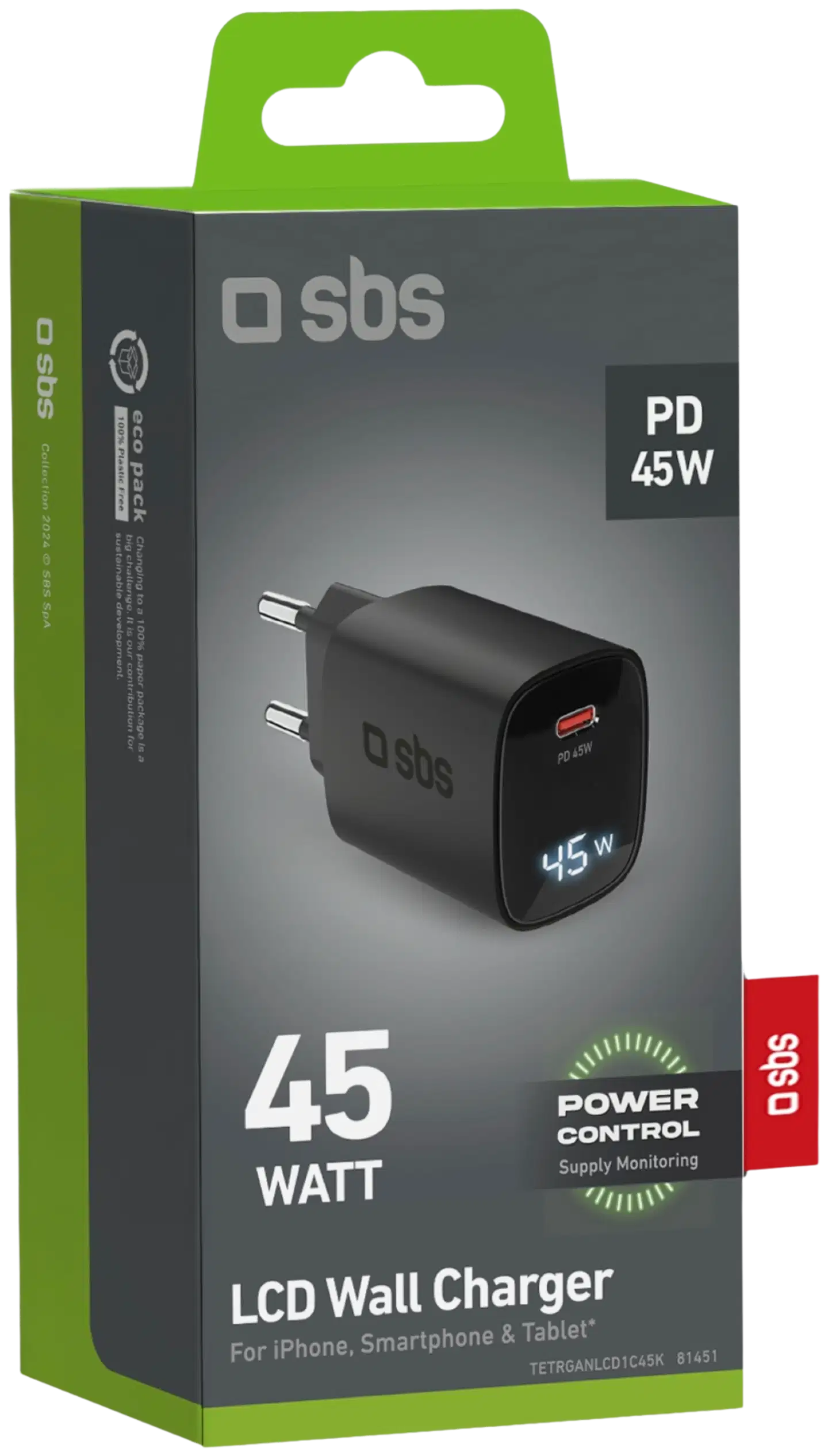 SBS seinälaturi Gan Usb-C + LCD 45 W - 2