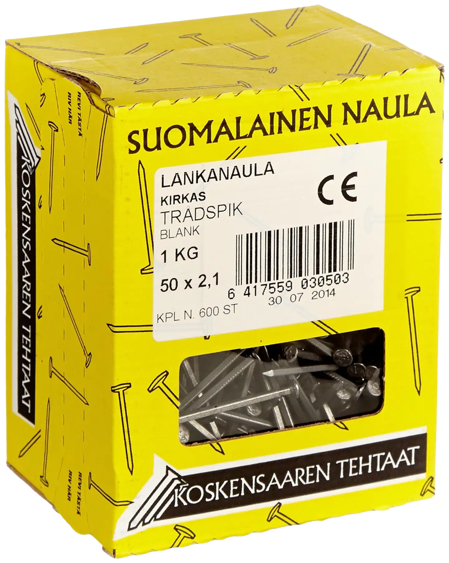 Koskensaaren Tehtaat Lankanaula kirkas 1kg 50x2,1mm - 1