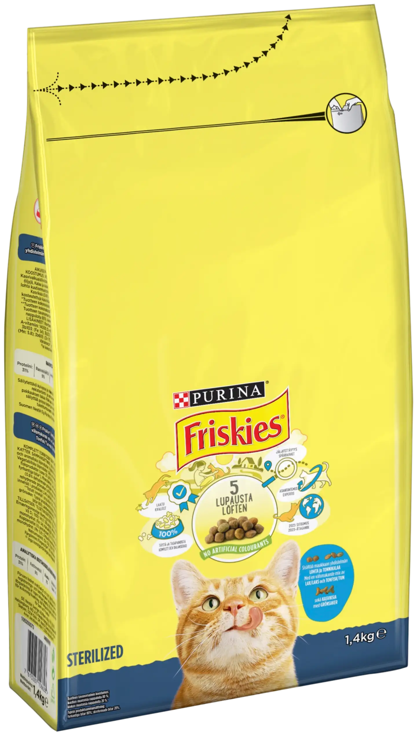 Friskies 1,4kg Sterilised Cats Lohta ja Kasviksia kissanruoka