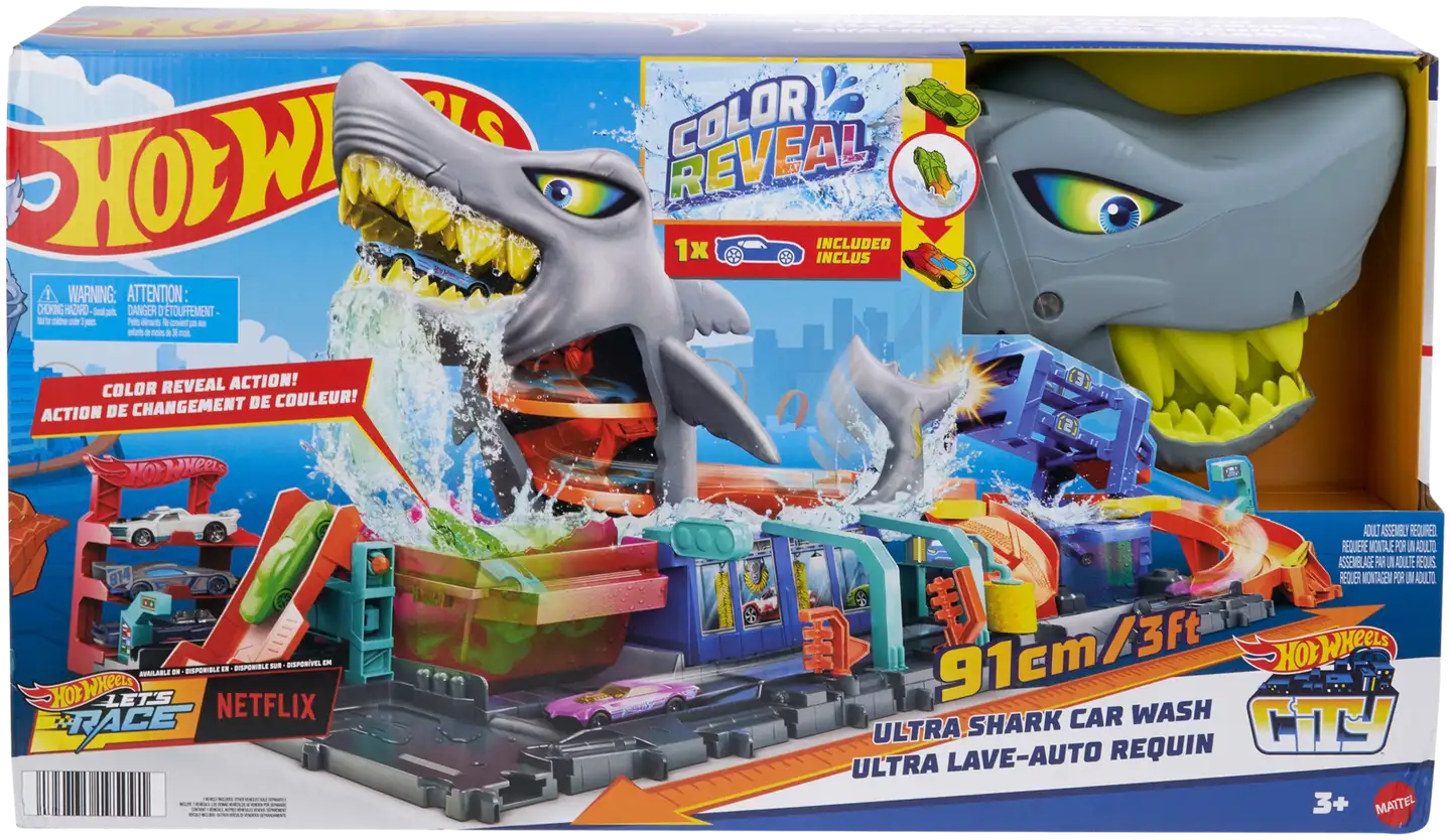 Hot Wheels City Ultra Shark -autopesulaleikkisetti - 4