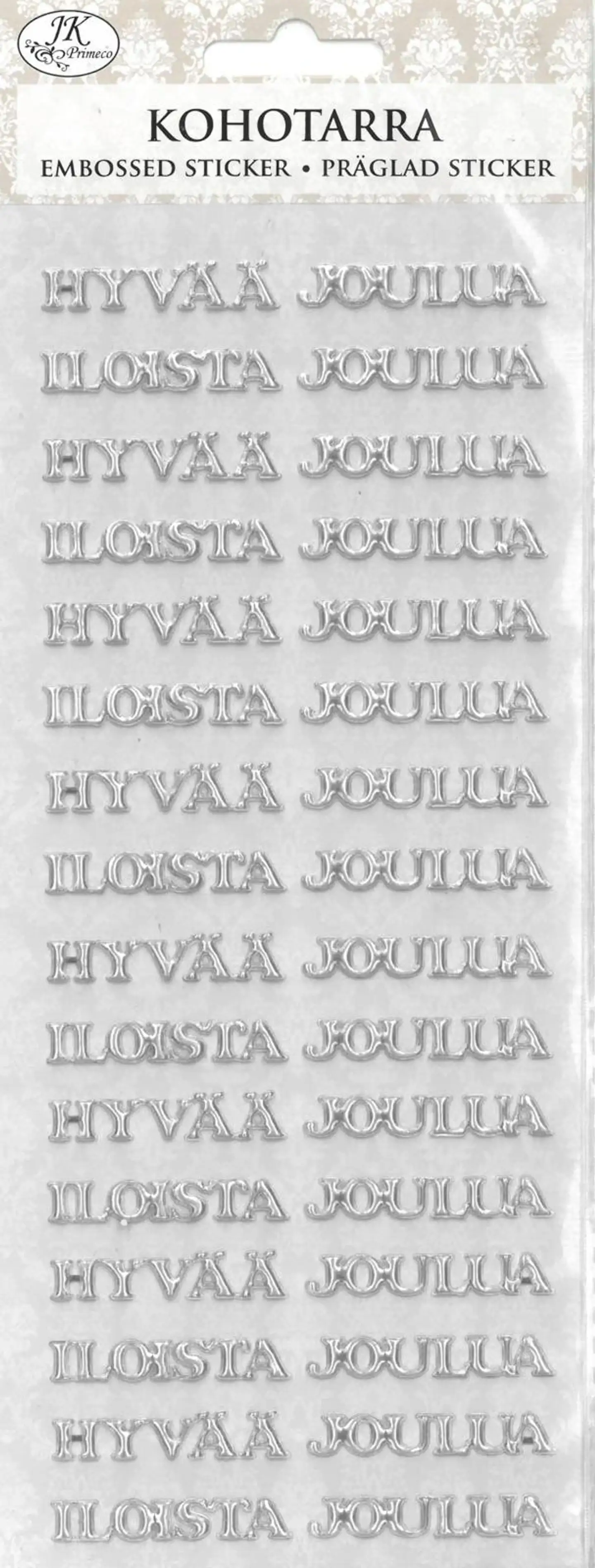 J.K. Primeco kohotarra Hyvää joulua hopea