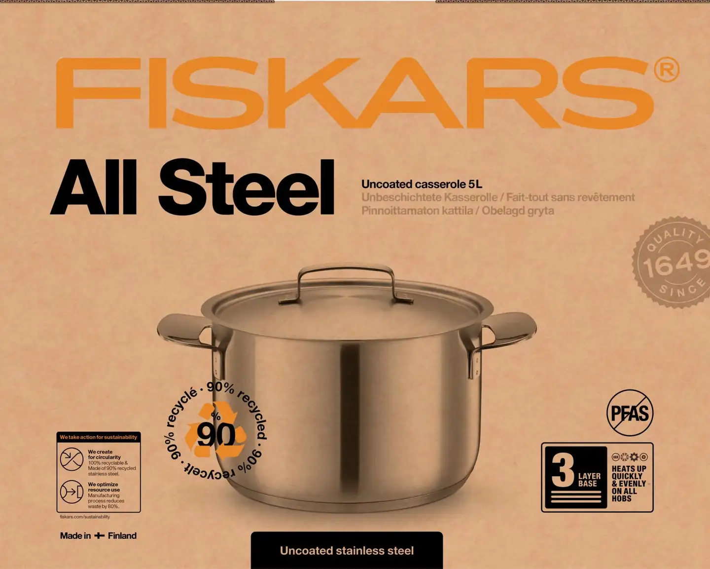 Fiskars kattila All Steel 5,0l - 1